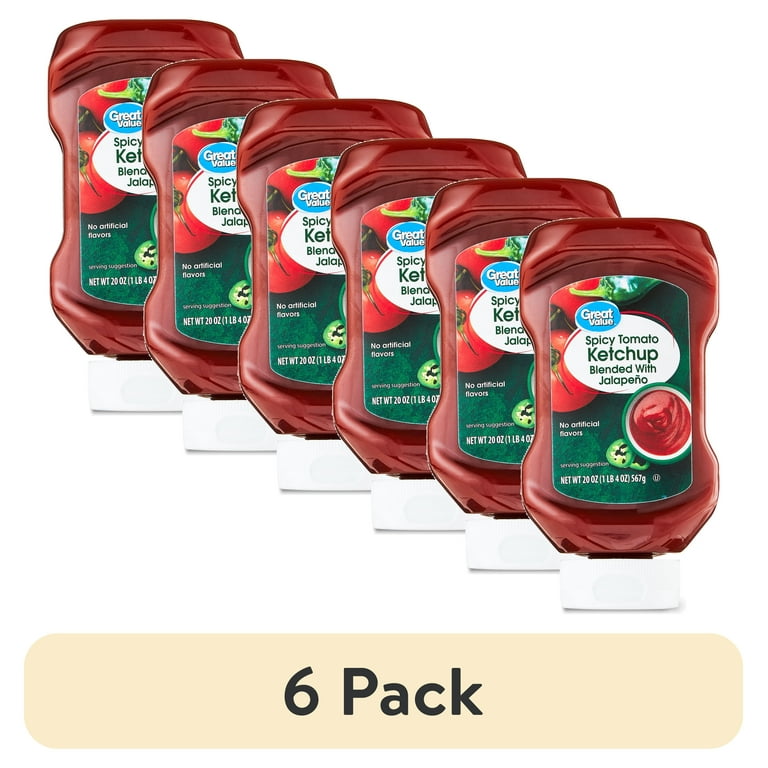 6 pack) Great Value Spicy Tomato Ketchup, 20 oz - Walmart.com 6 pack) Great Value Spicy Tomato Ketchup, 20 oz - Walmart.com