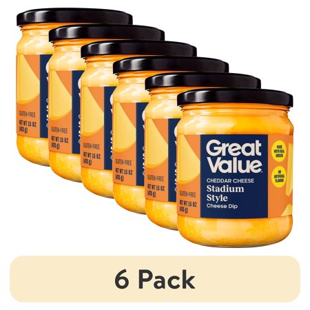 (6 pack) Great Value Stadium Style Cheddar Cheese Dip, 15 oz