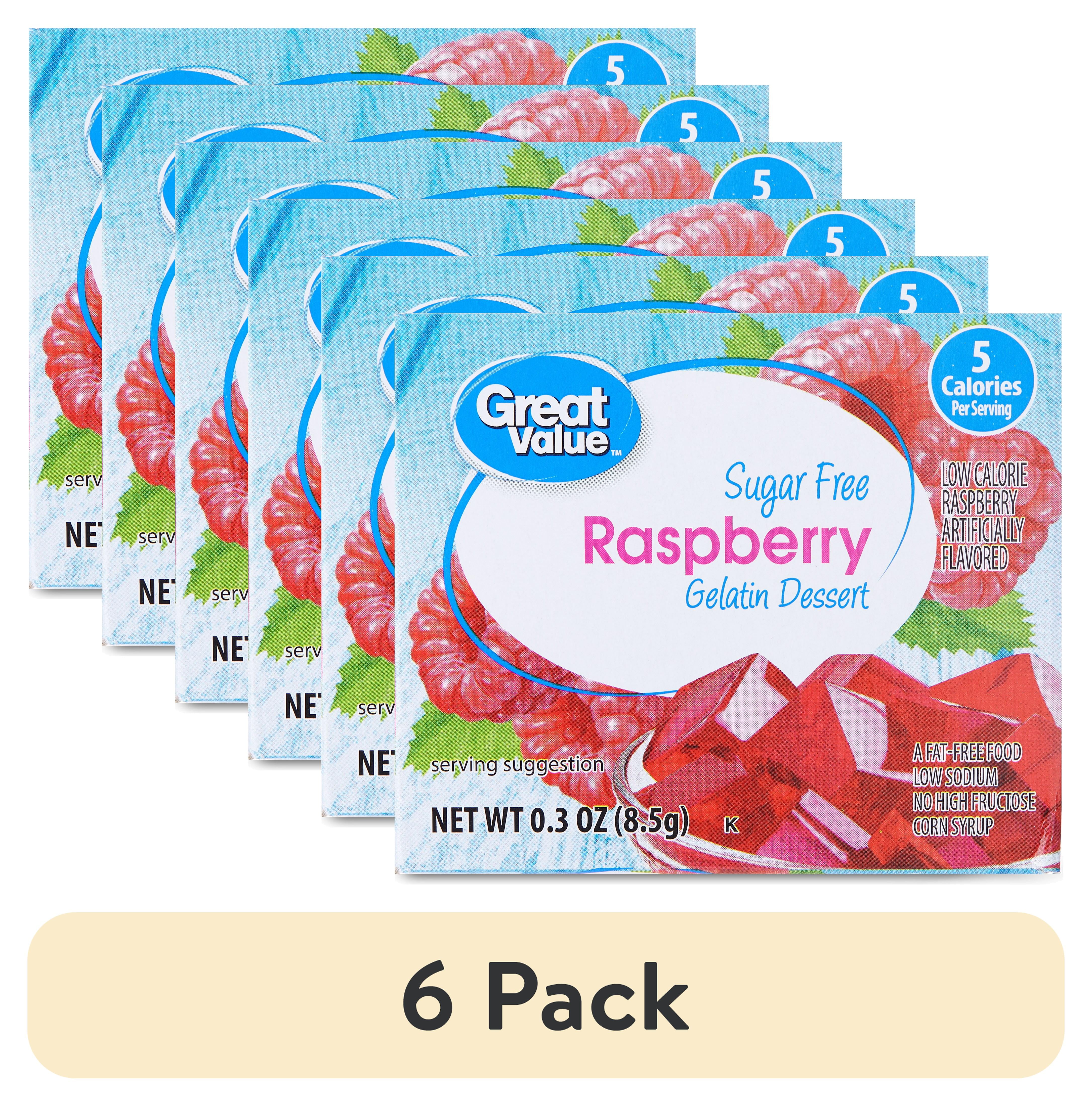 (6 pack) Great Value Sugar Free Raspberry Gelatin Dessert, 0.3 oz ...