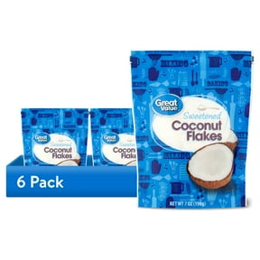(6 pack) Great Value Sweetened Coconut Flakes, 7 oz (198g)