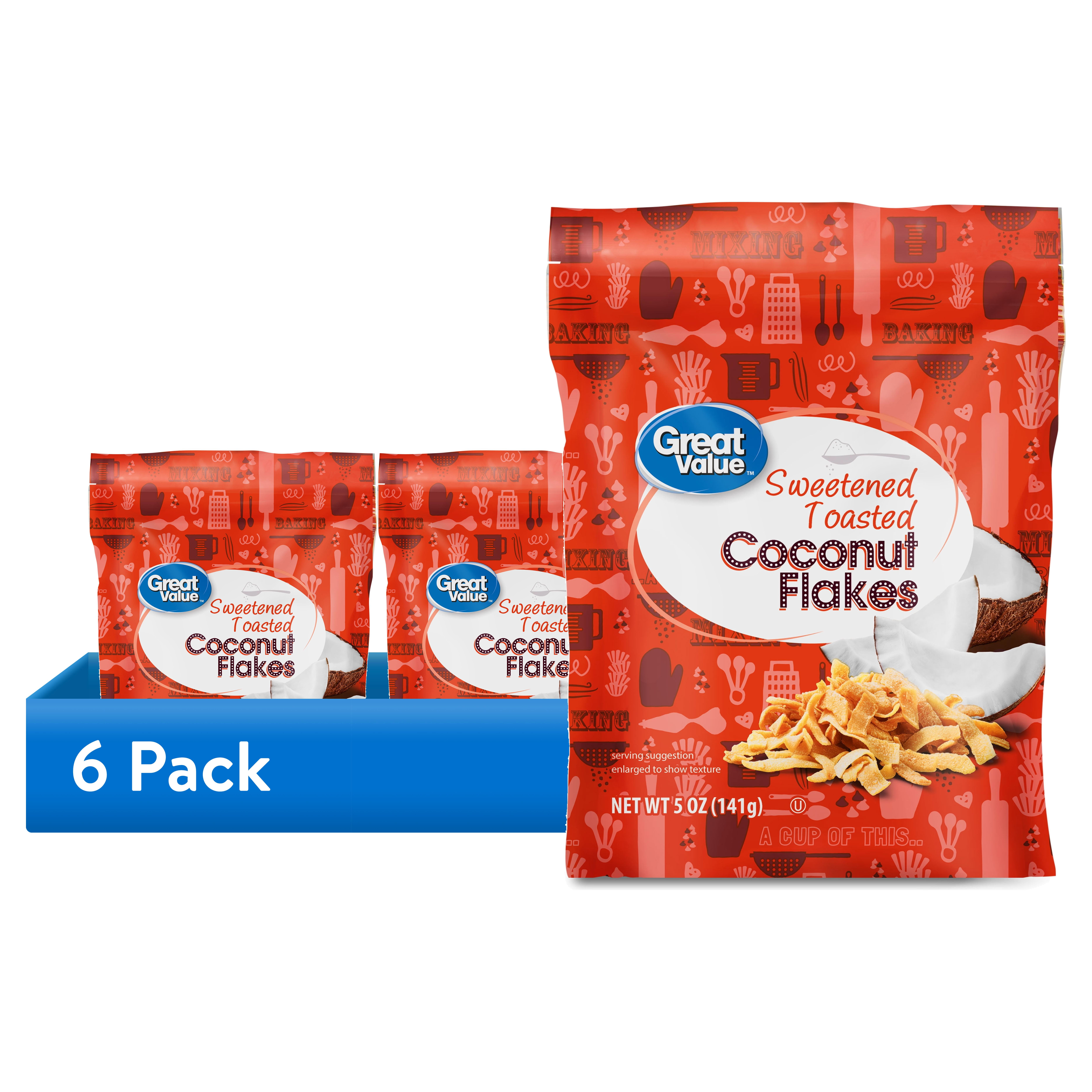 (6 pack) Great Value Sweetened Toasted Coconut Flakes, 5 oz (Contains Coconut)