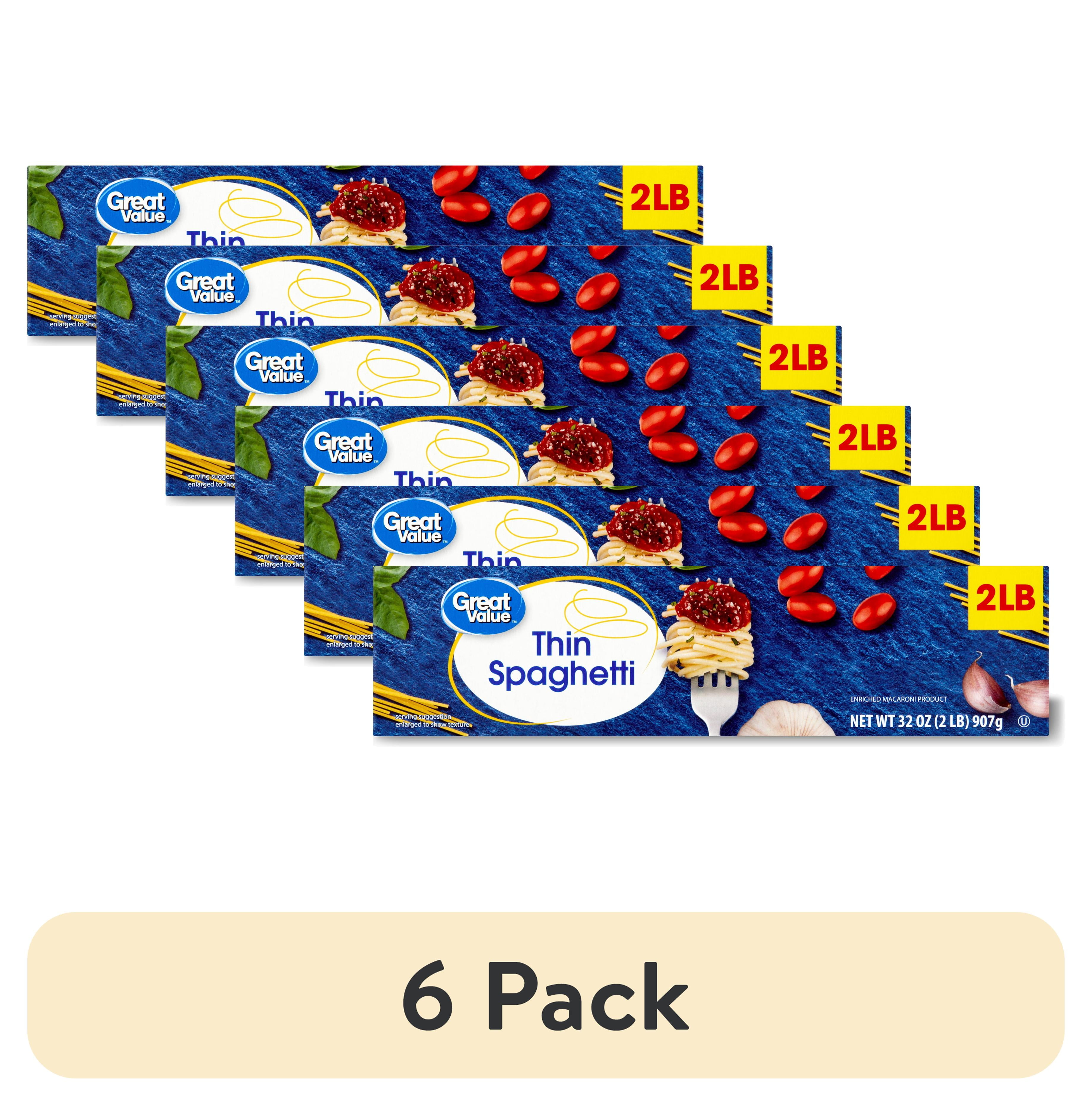 (6 pack) Great Value Thin Spaghetti Pasta, 32 oz