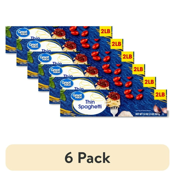 (6 pack) Great Value Thin Spaghetti Pasta, 32 oz
