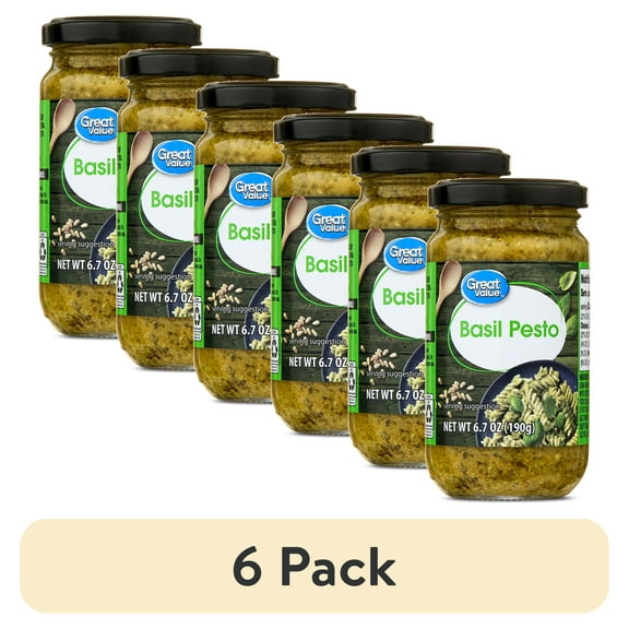 (6 pack) Great Value Traditional Basil Pesto, 6.7 oz, 3 Servings
