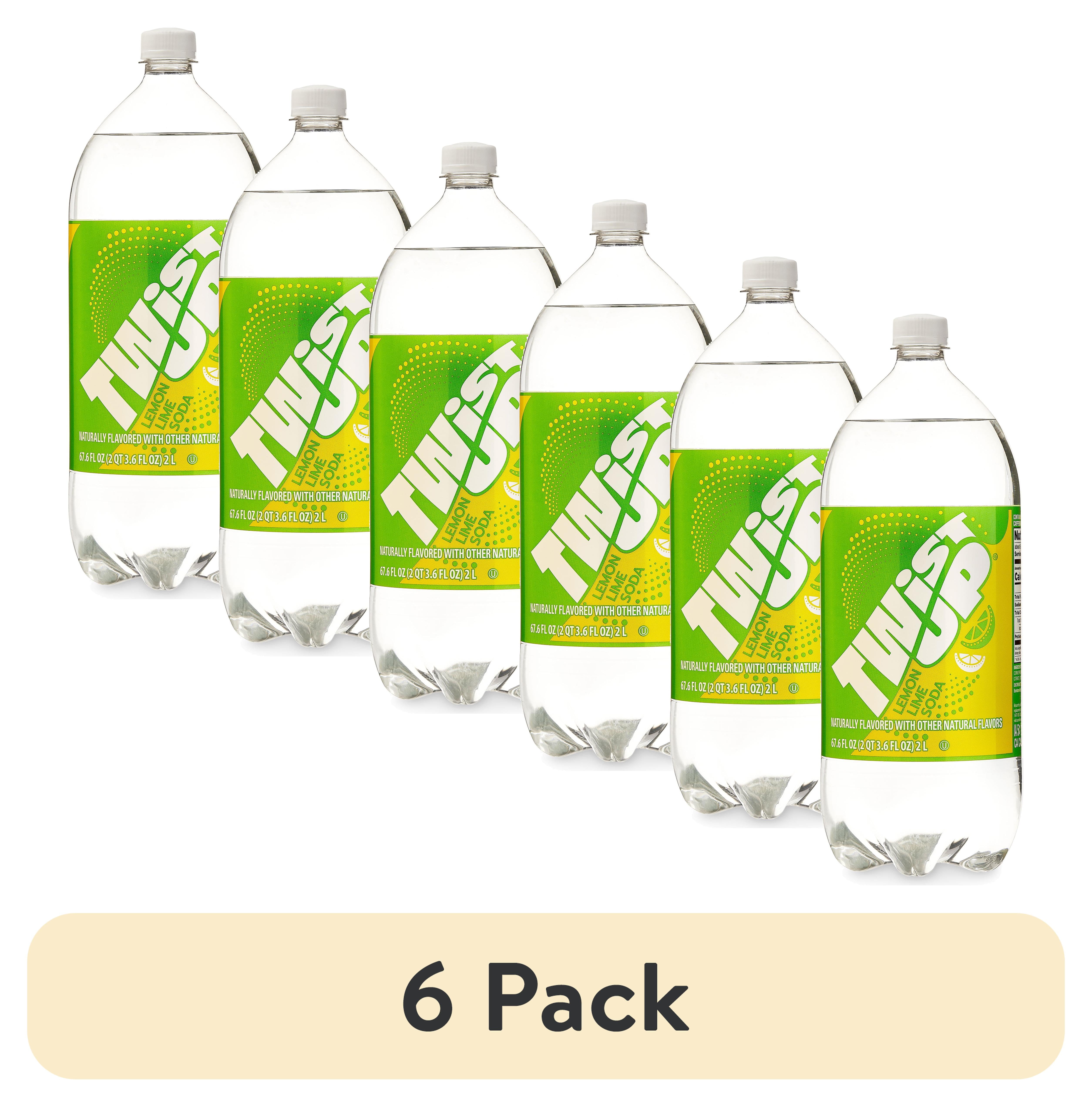 (6 pack) Great Value Twist up Lemon Lime Soda, 2 Liter Bottle