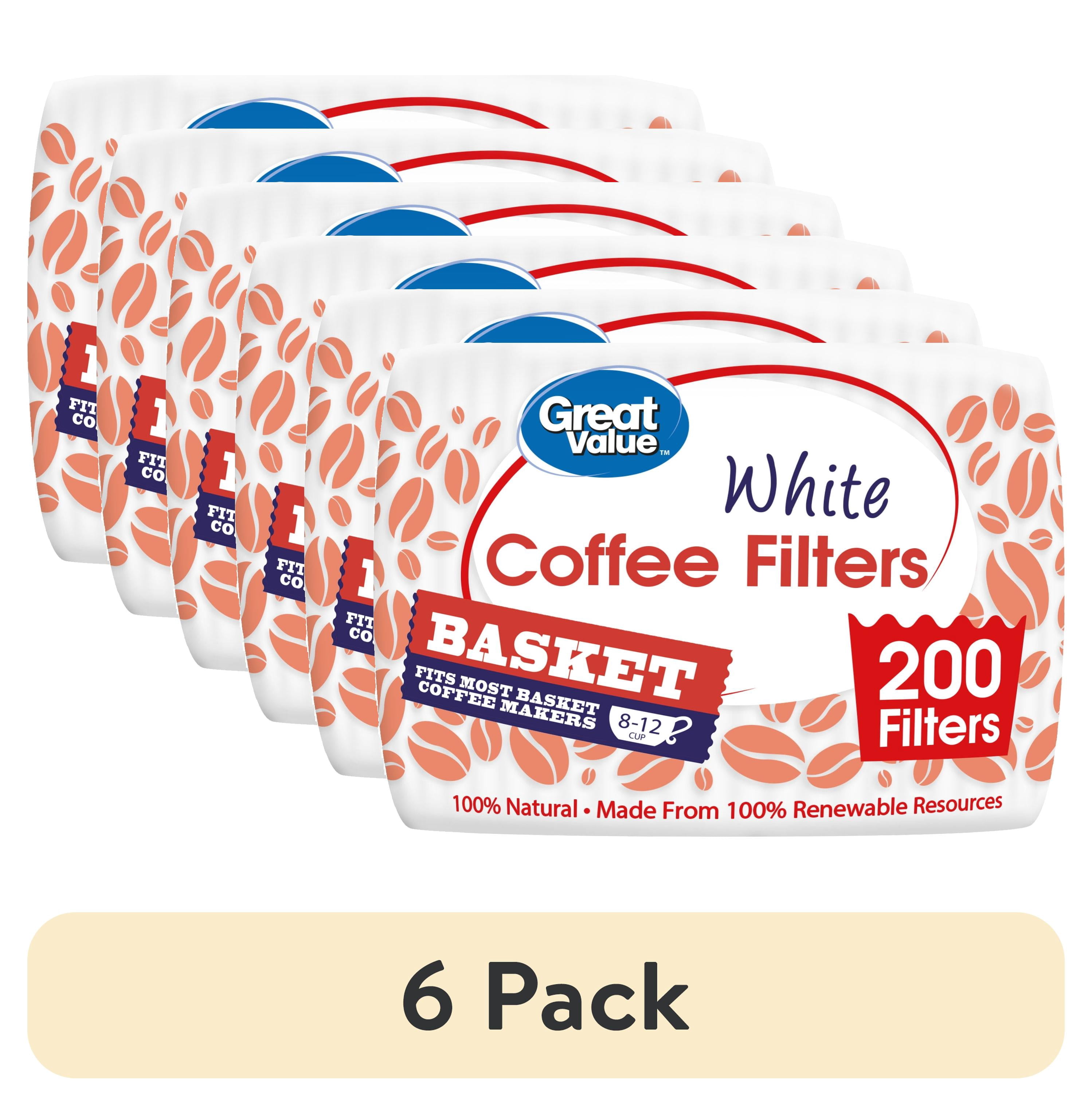 (6 pack) Great Value White Basket Coffee Filters, 200 Count