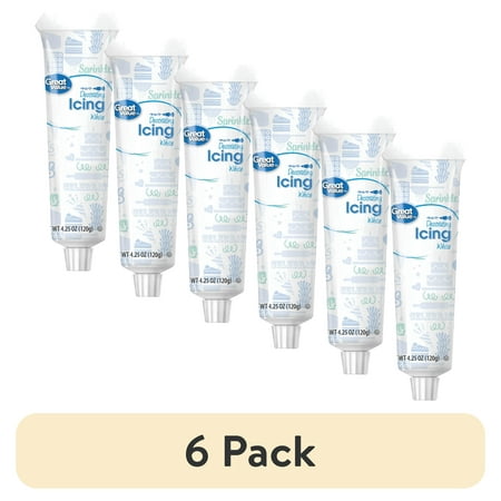 (6 pack) Great Value White Decorating Icing, 4.25 oz