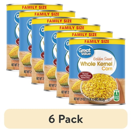 (6 pack) Great Value Whole Kernel Sweet Corn, Gluten-Free, 29 oz Can
