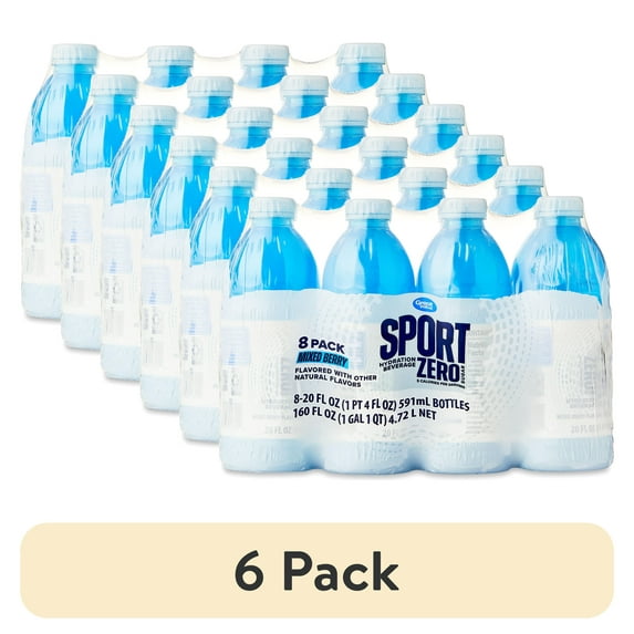 (6 pack) Great Value Zero Sports Hydration Drink, Mixed Berry, 20 fl oz, 8 Bottles