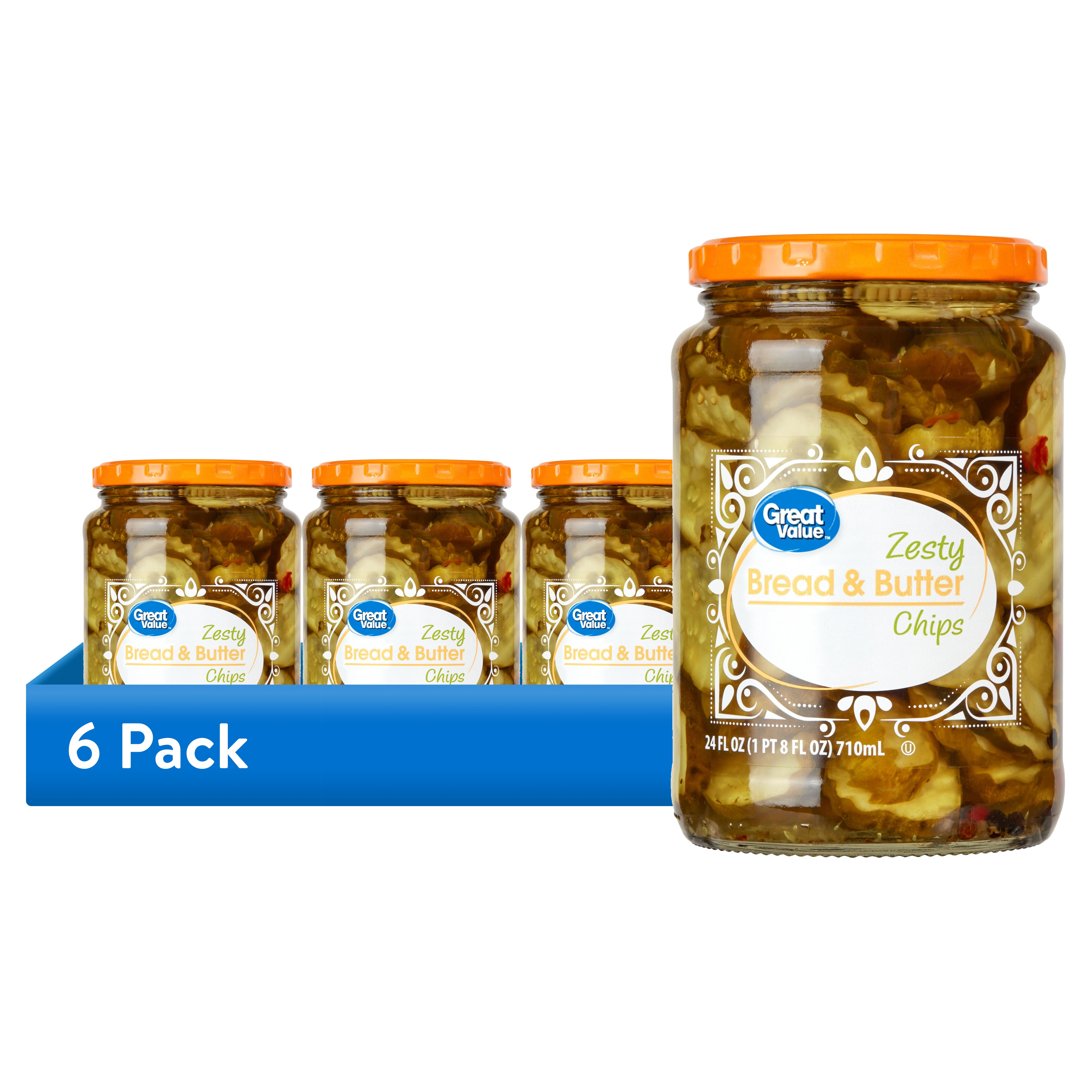6 pack) Great Value Zesty Bread & Butter Chips, 24 fl oz - Walmart.com