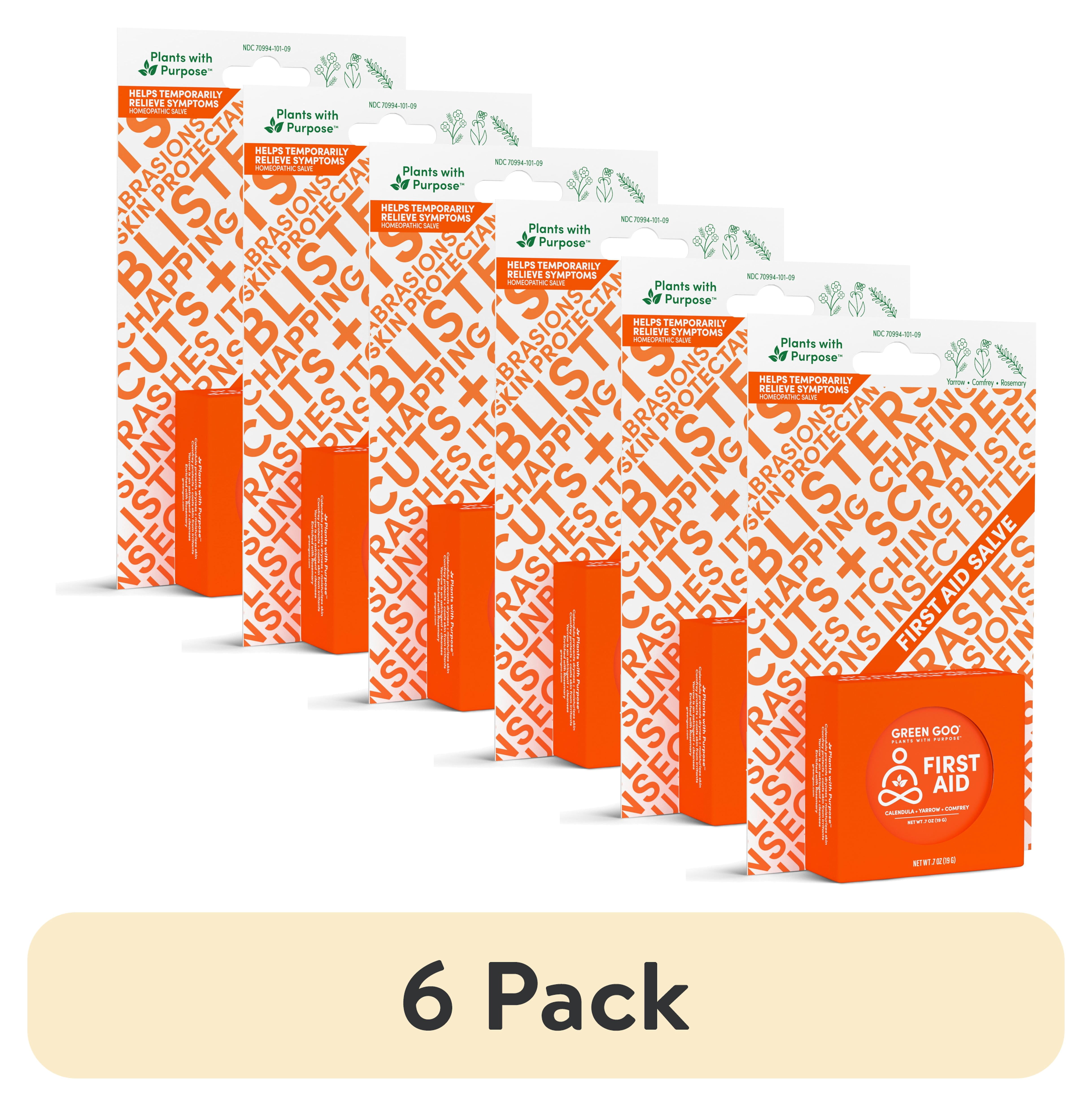 (6 pack) Green Goo 100% All Natural First Aid Travel Size, .7 oz