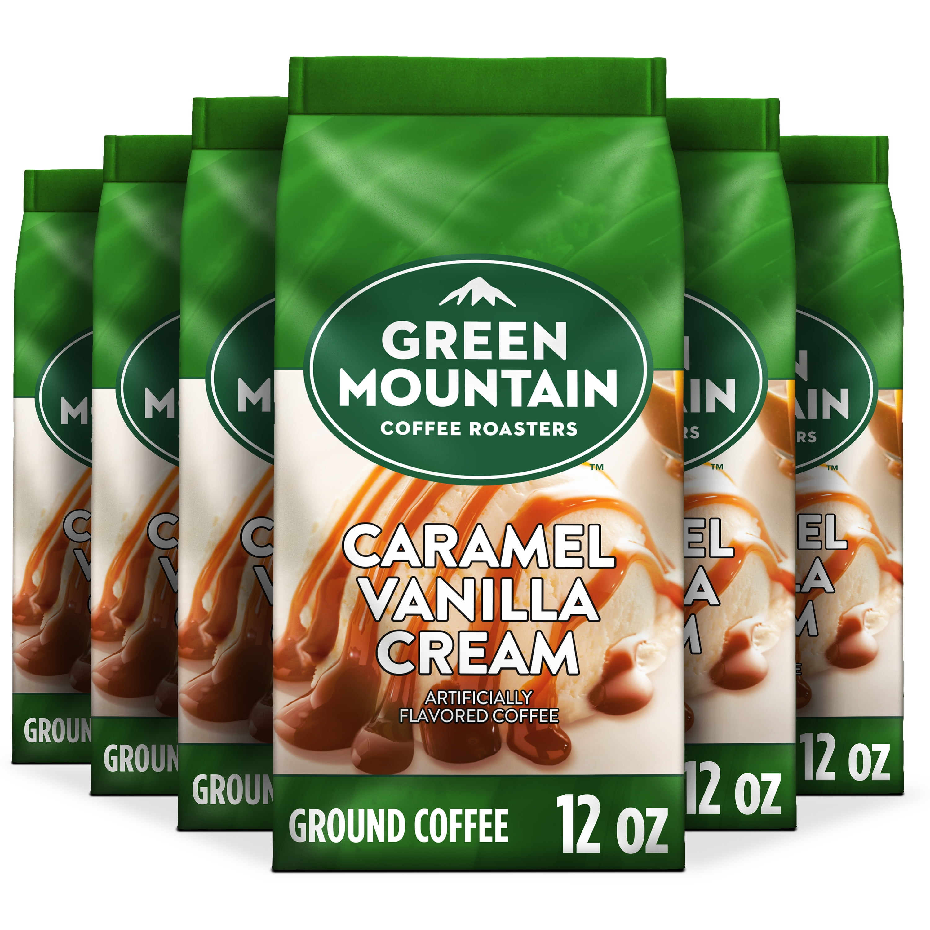 (6 pack) Green Mountain Coffee Roasters Caramel Vanilla Cream, Light Roast, Ground Coffee, 12 oz
