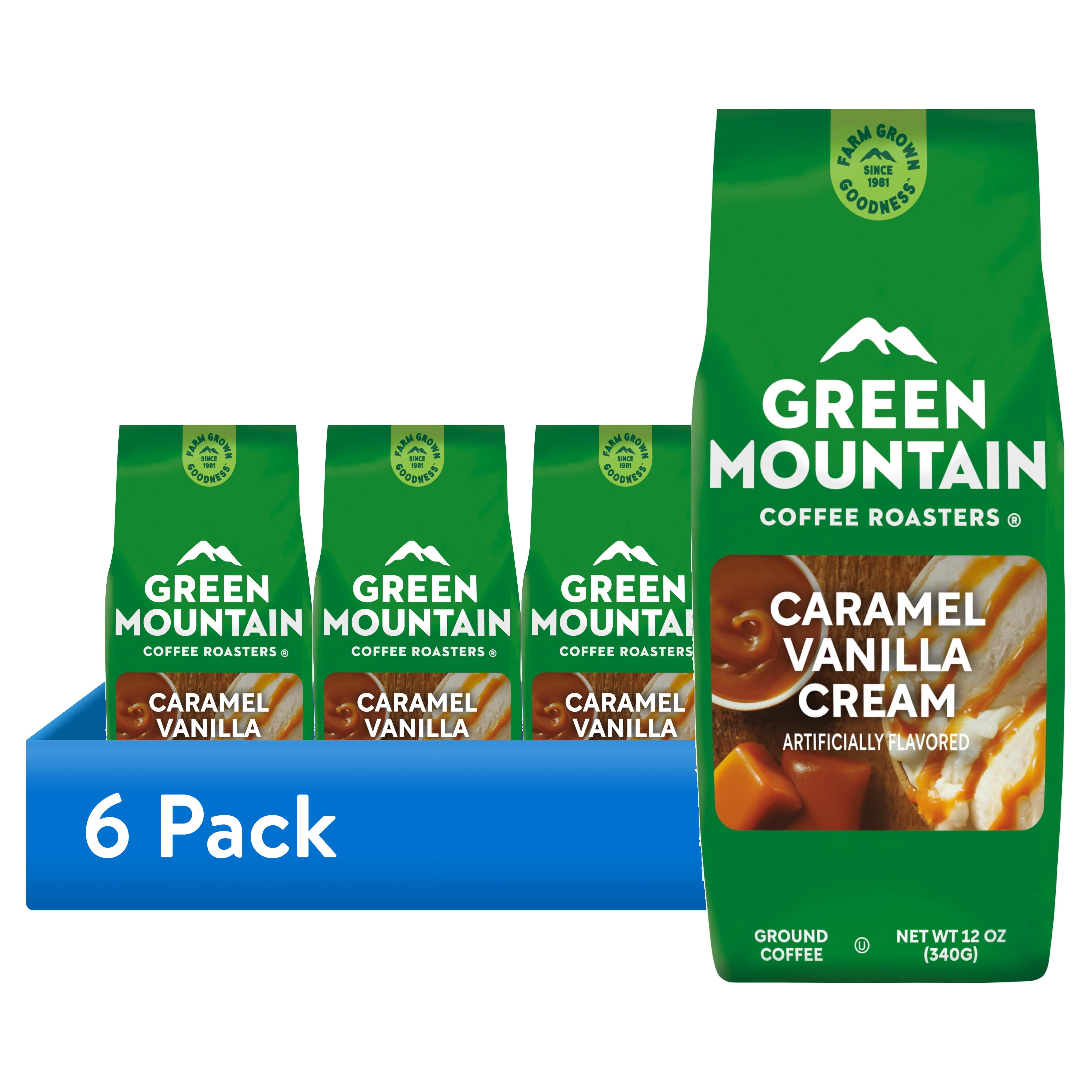 (6 pack) Green Mountain Coffee Roasters Caramel Vanilla Cream, Light Roast, Ground Coffee, 12 oz