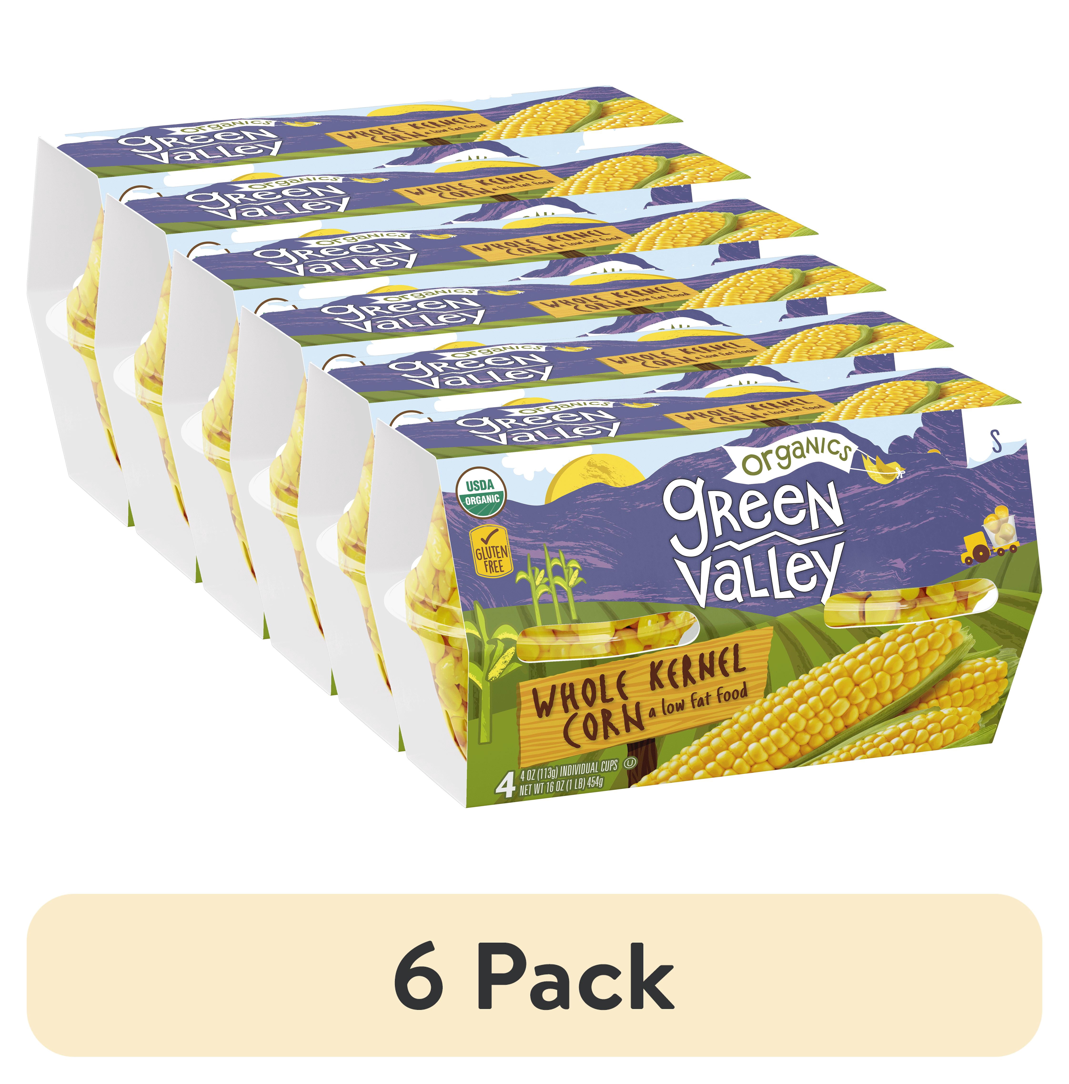 (6 pack) Green Valley Organic Whole Kernel Corn, 4 oz, 4 Cups
