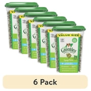 6 pack Greenies Feline Catnip Flavor Adult Natural Dental Cat Treats, 9.75 Oz Tub