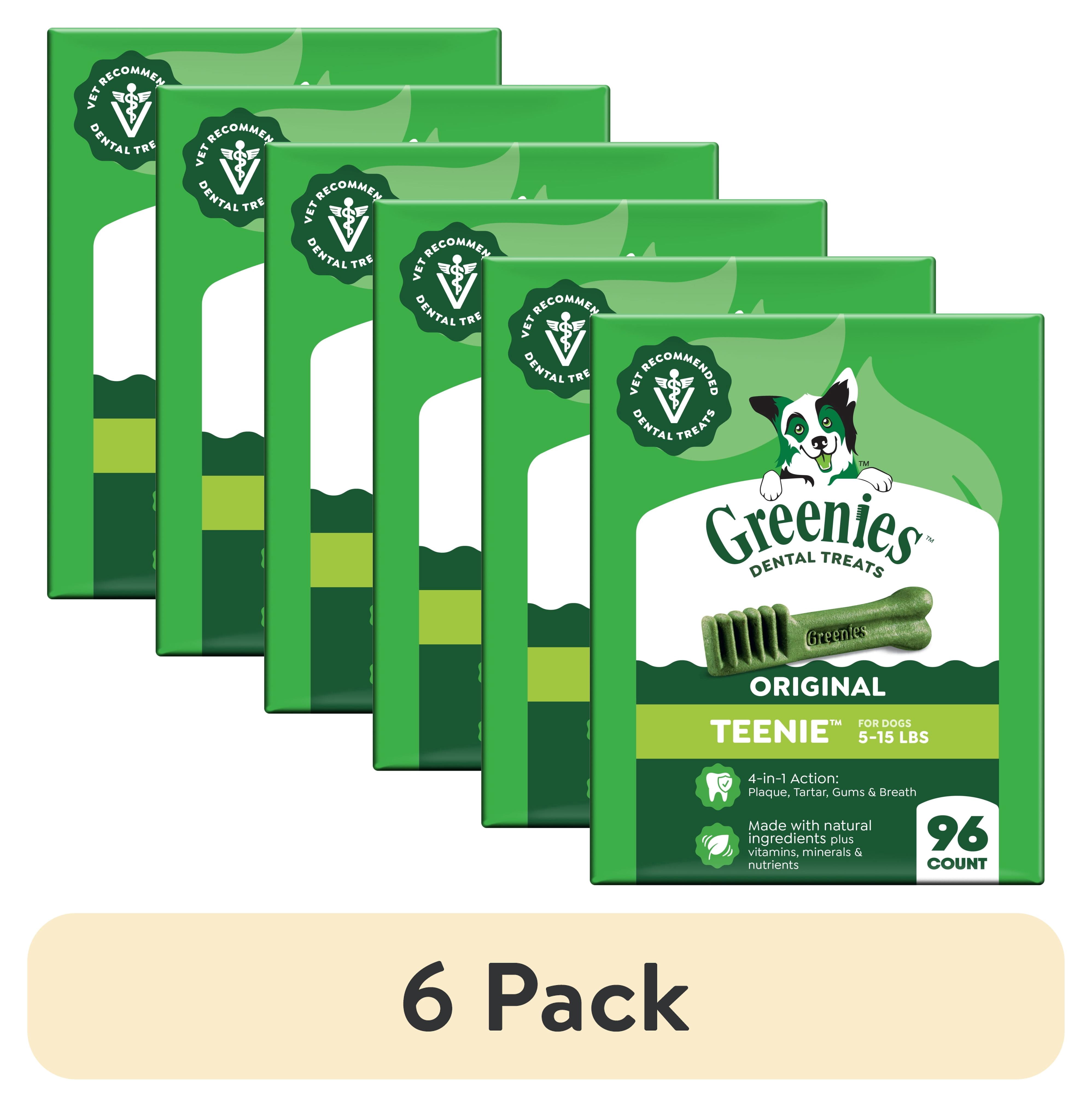 (6 pack) Greenies Original Flavor Adult Natural Dental Dog Treats Teenie Size, 27 oz Pack (96 Count)