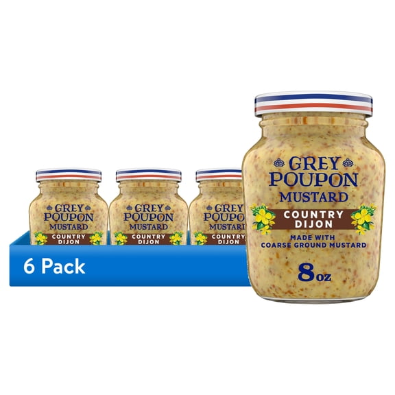 (6 pack) Grey Poupon Country Dijon Coarse Ground Mustard, 8 oz. Jar
