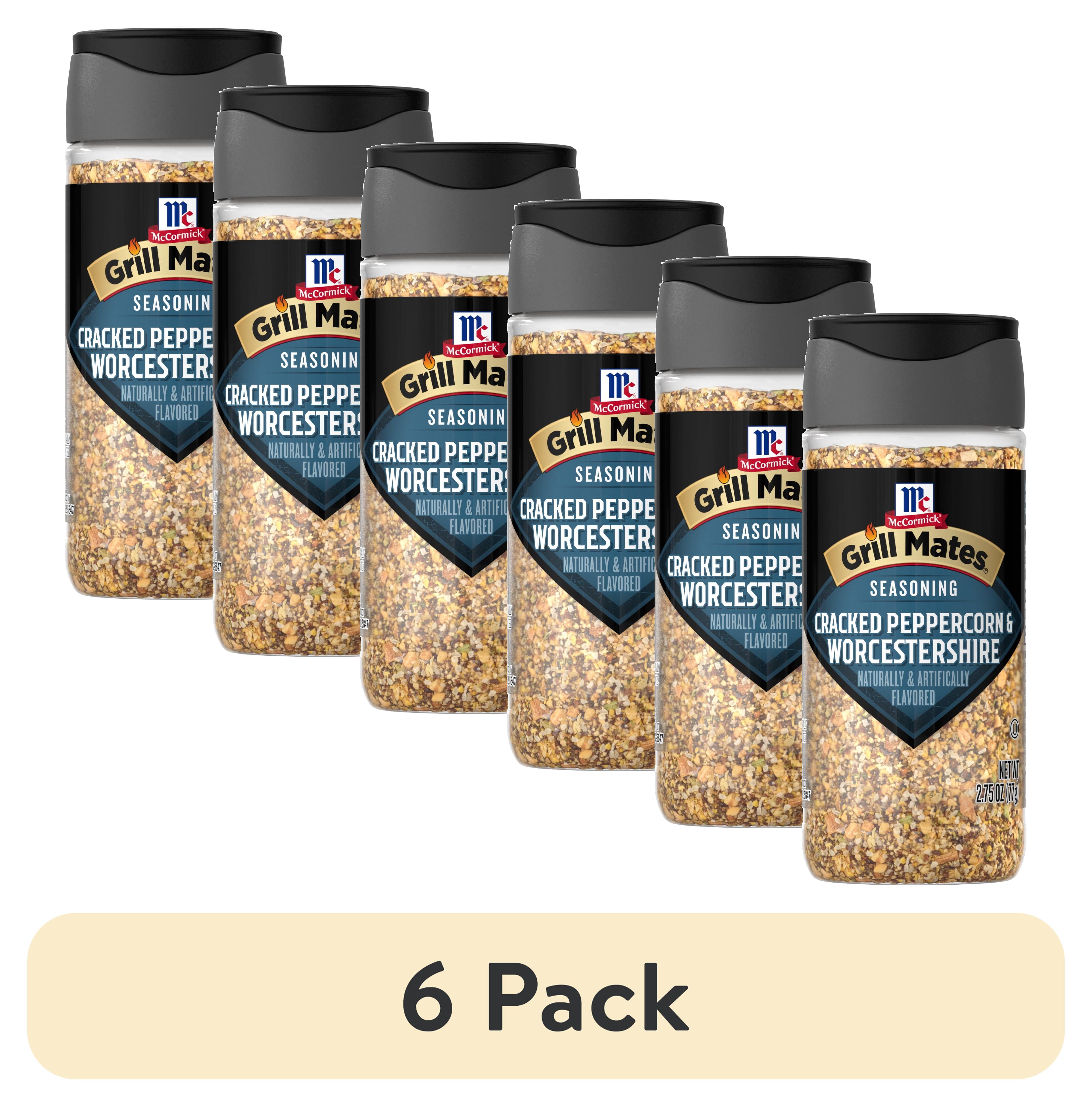 (6 pack) Grill Mates Kosher Cracked Peppercorn & Worcestershire Seasoning, 2.75 oz Bottle