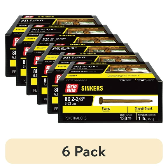 (6 pack) Grip-Rite 2-3/8 in 11.5 Gauge Vinyl coated Steel Sinker Nails 1lb