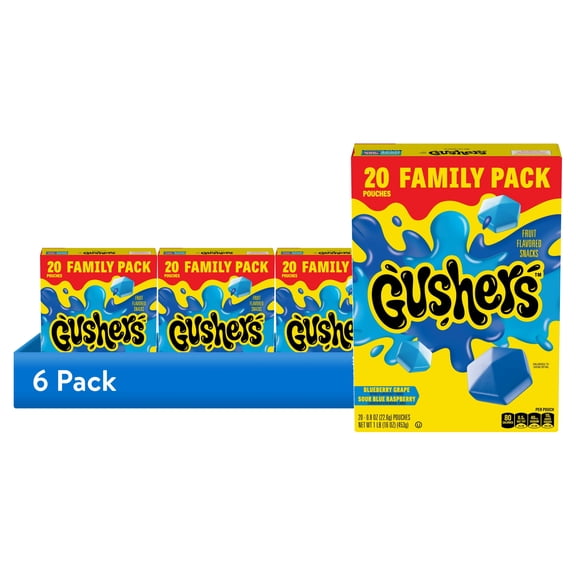 (6 pack) Gushers Fruit Flavored Snacks, Valentine's Day, Family Pack, 20 Ct, 16 oz