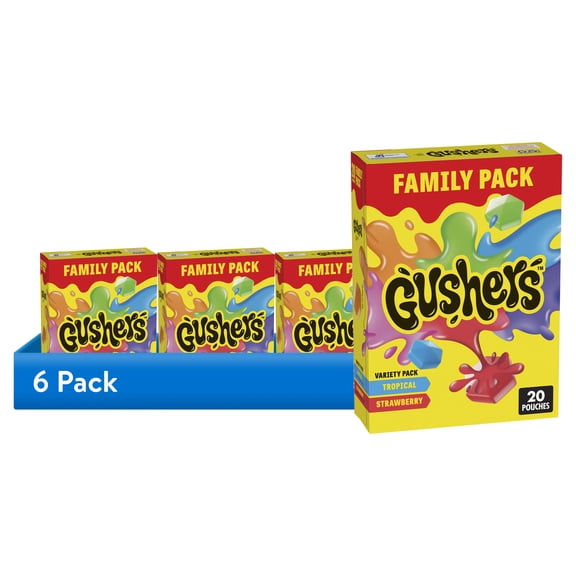 (6 pack) Gushers Gluten Free Tropical & Strawberry Fruit Flavored Snacks (20 Pouches)