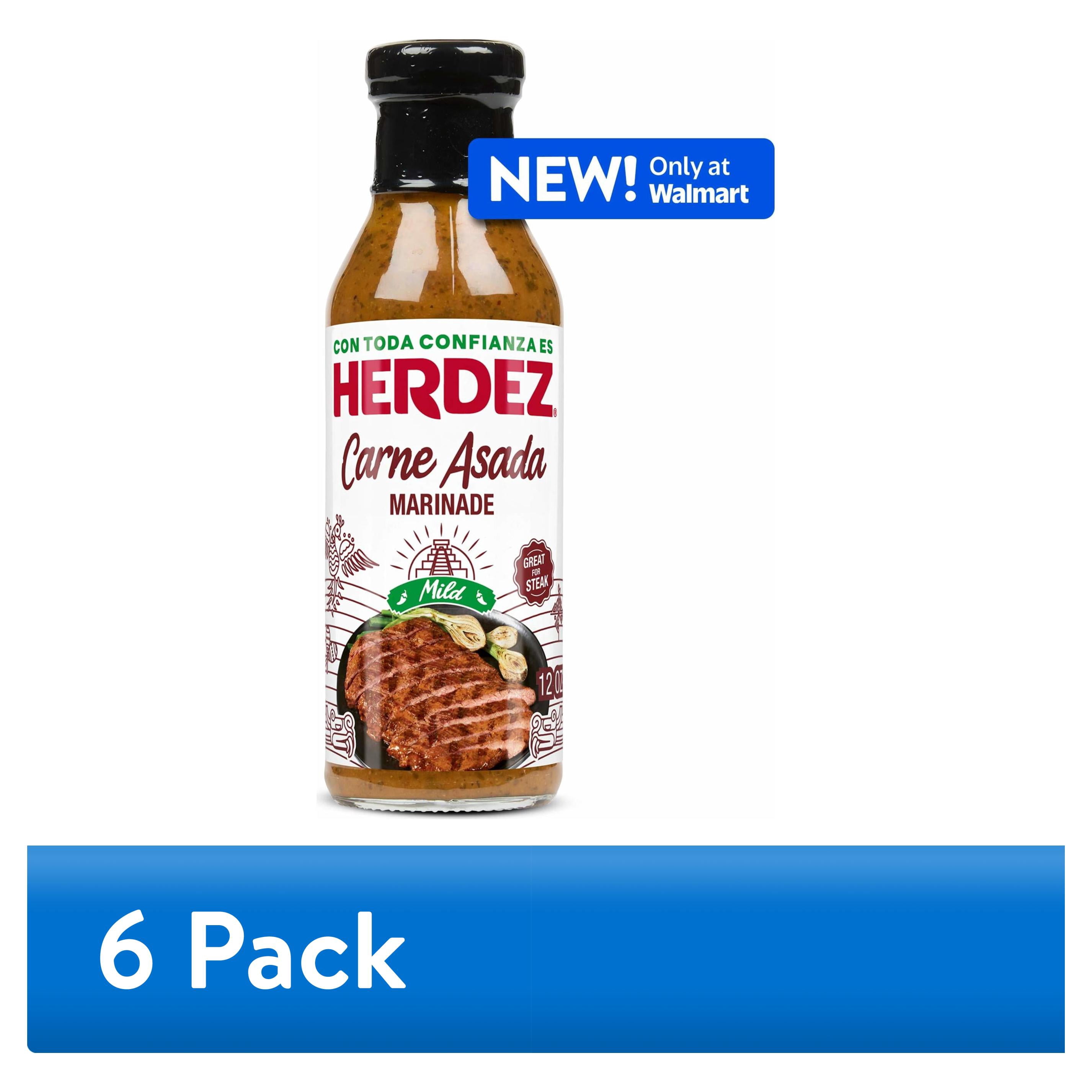 (6 pack) HERDEZ Carne Asada Marinade Mild, Marinade, 12oz Glass Bottle
