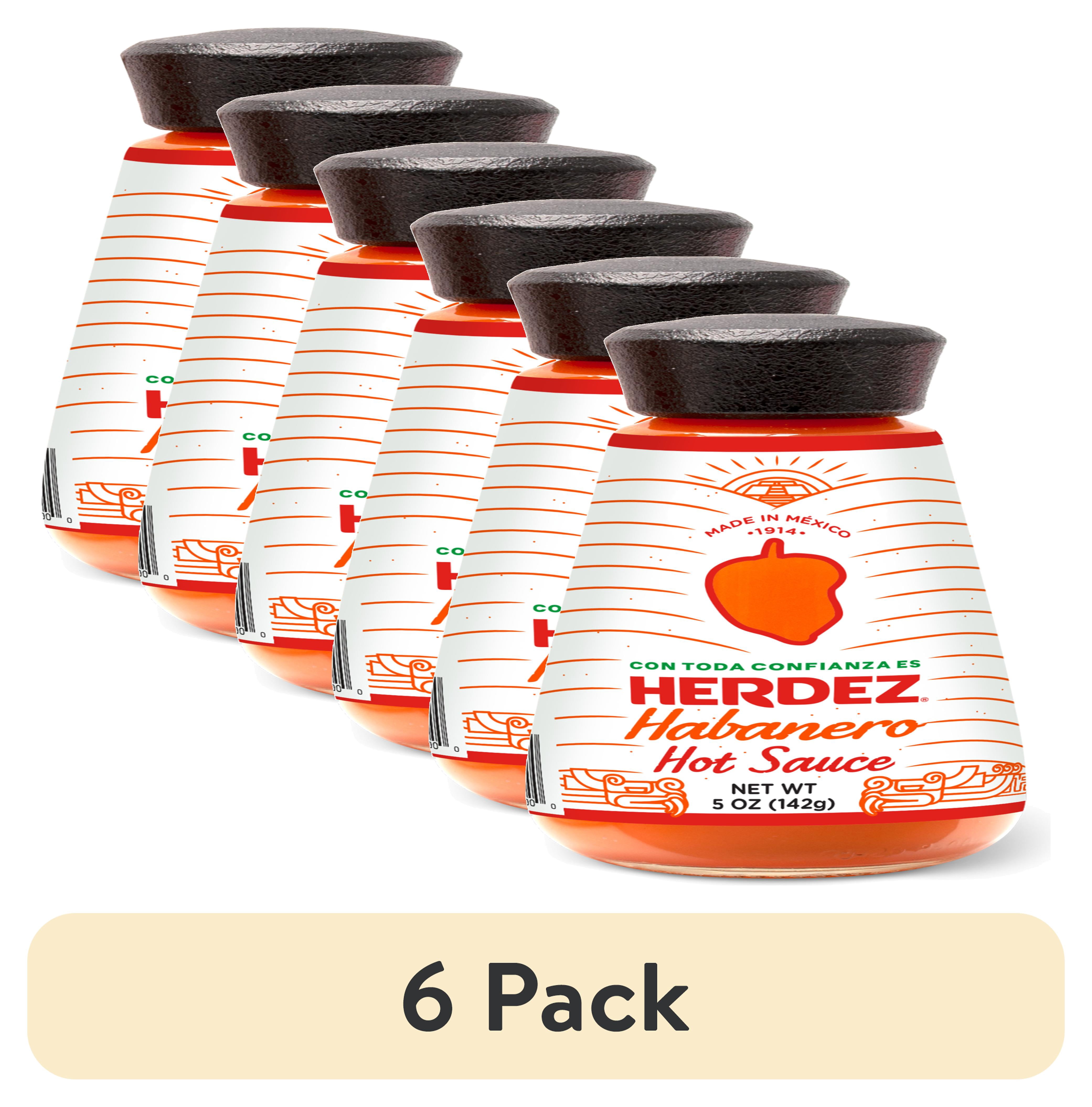 (6 pack) HERDEZ Habanero Hot Sauce, Shelf-Stable, 5 oz glass bottle