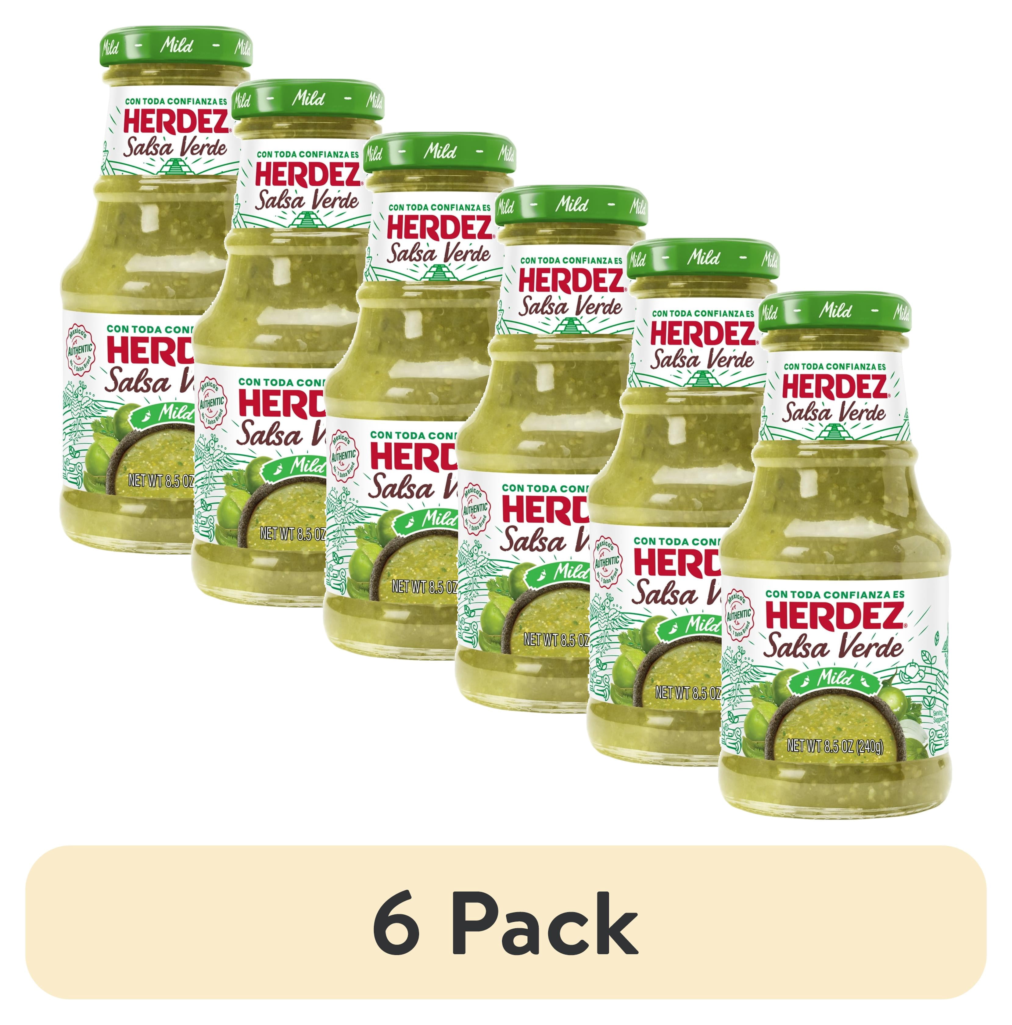 (6 pack) HERDEZ Salsa Verde Mild, Tortilla Chip Dip, Shelf Stable, 8.5 oz Glass Bottle