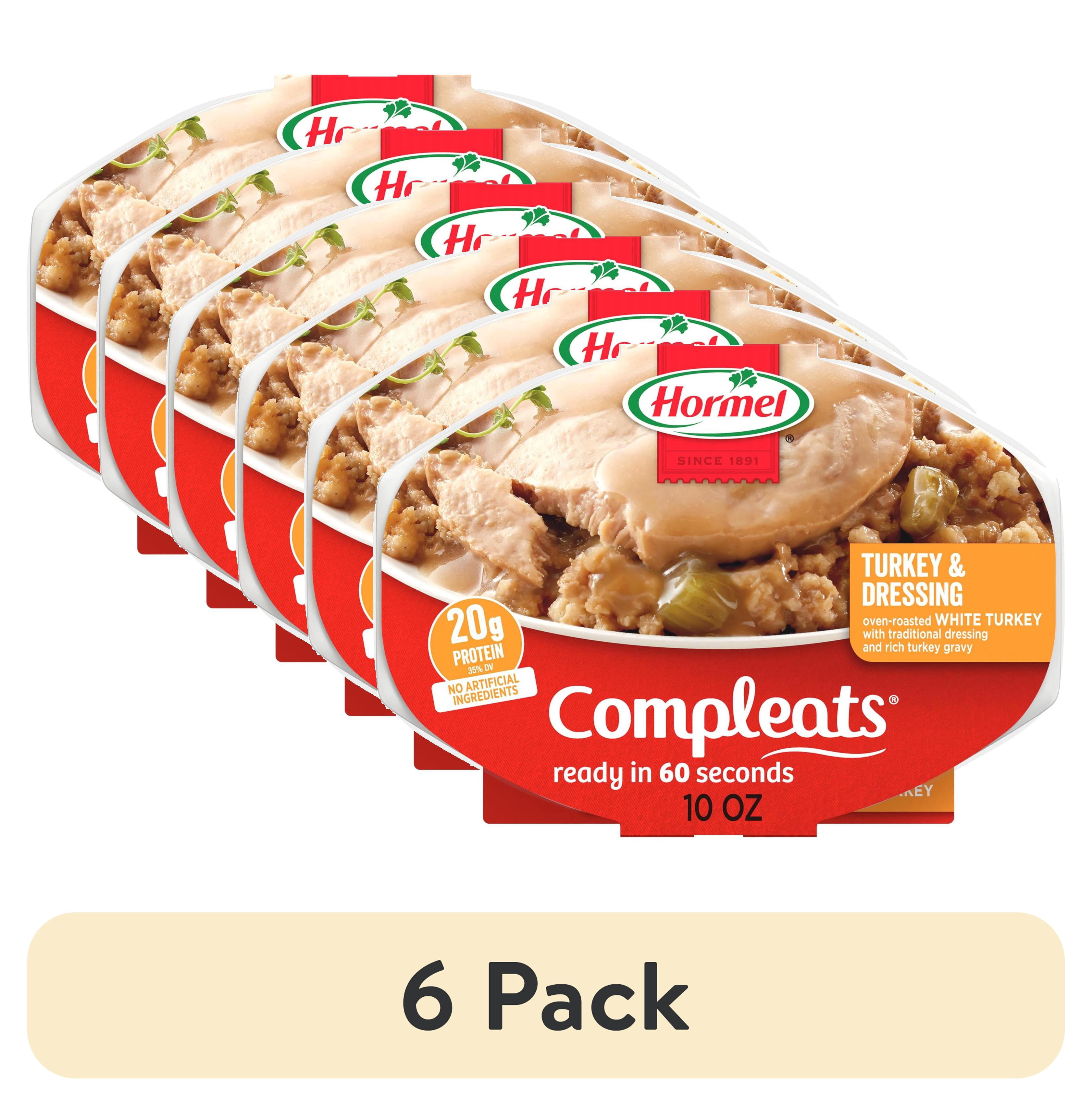 (6 pack) HORMEL COMPLEATS Turkey & Dressing, Shelf Stable, 10 oz Plastic Tray