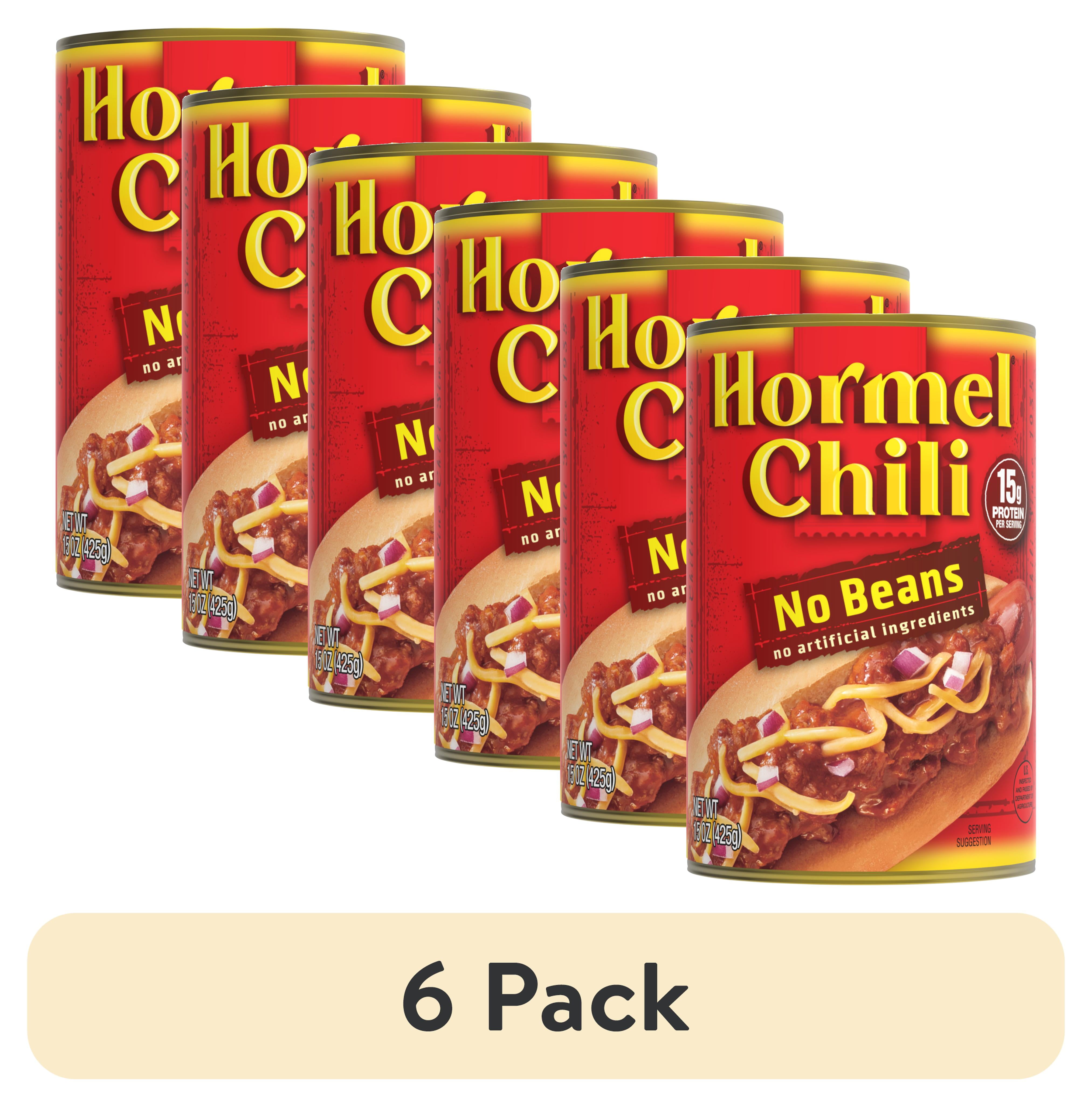 (6 pack) HORMEL Chili, No Beans, No Artificial Ingredients, 15 oz Aluminum Can