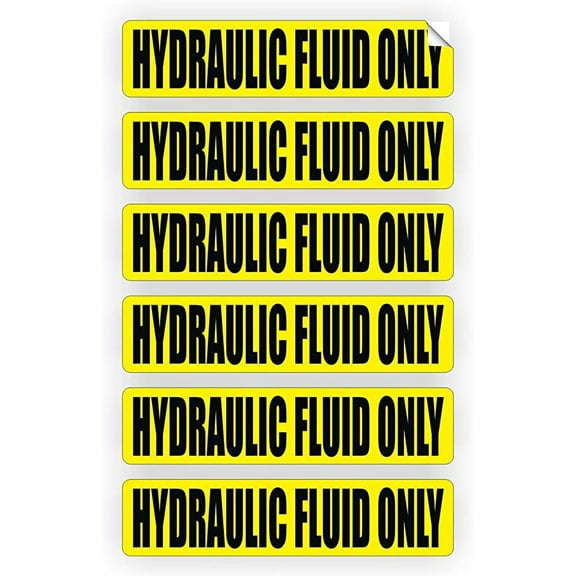 6 pack HYDRAULIC FLUID ONLY Decals / Stickers / Labels / Markers Oil | Each Decal Measures 3/4" x 3-1/4"
