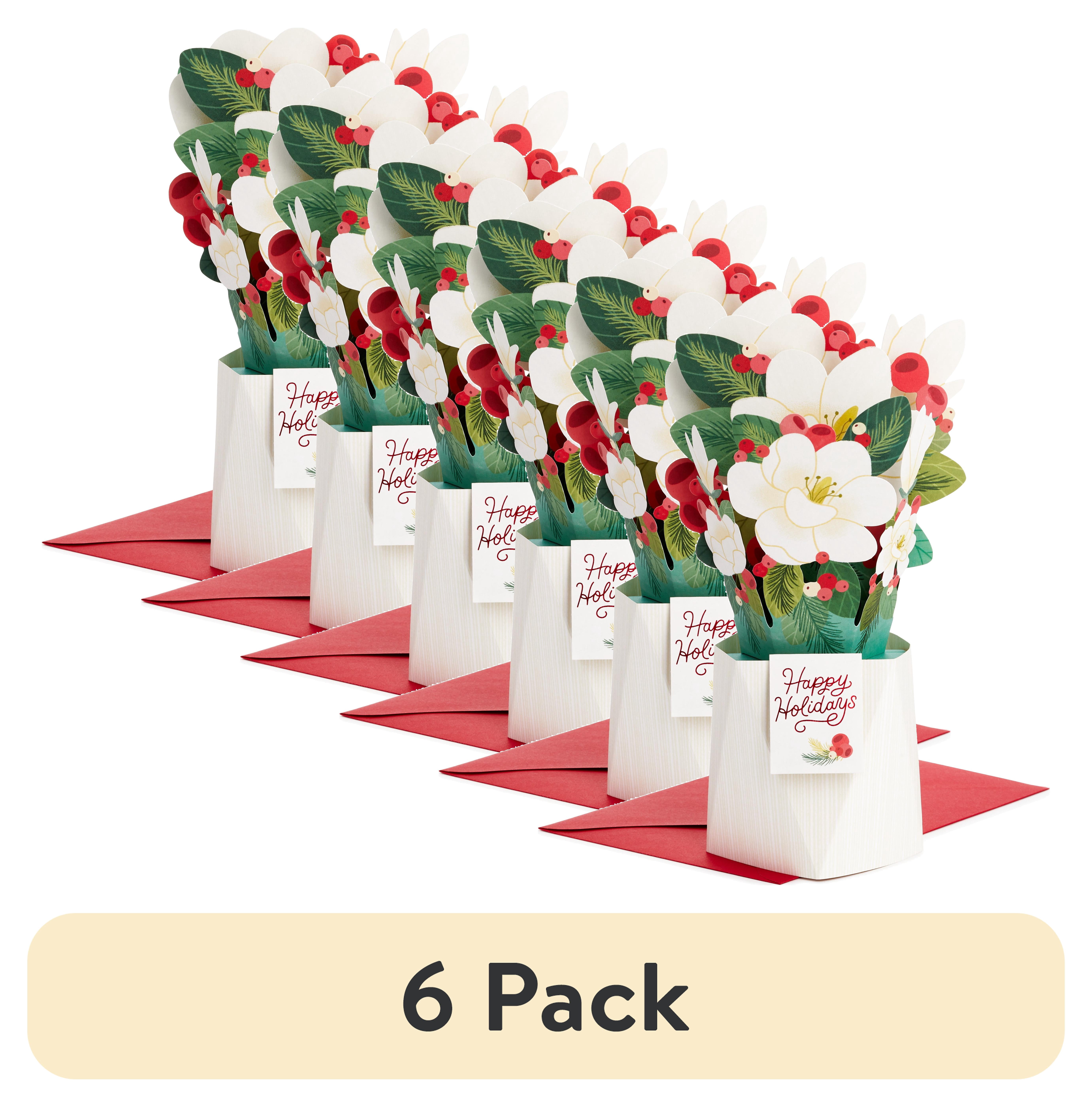 (6 pack) Hallmark Paper Wonder Plant Flower Magnolia Pop-Up Christmas Card