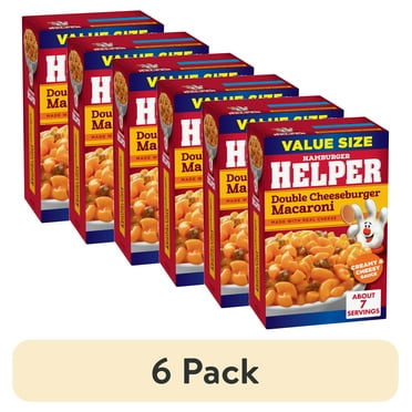 (6 pack) Hamburger Helper Double Cheeseburger Macaroni Value Size, 9.6 Ounces Box.