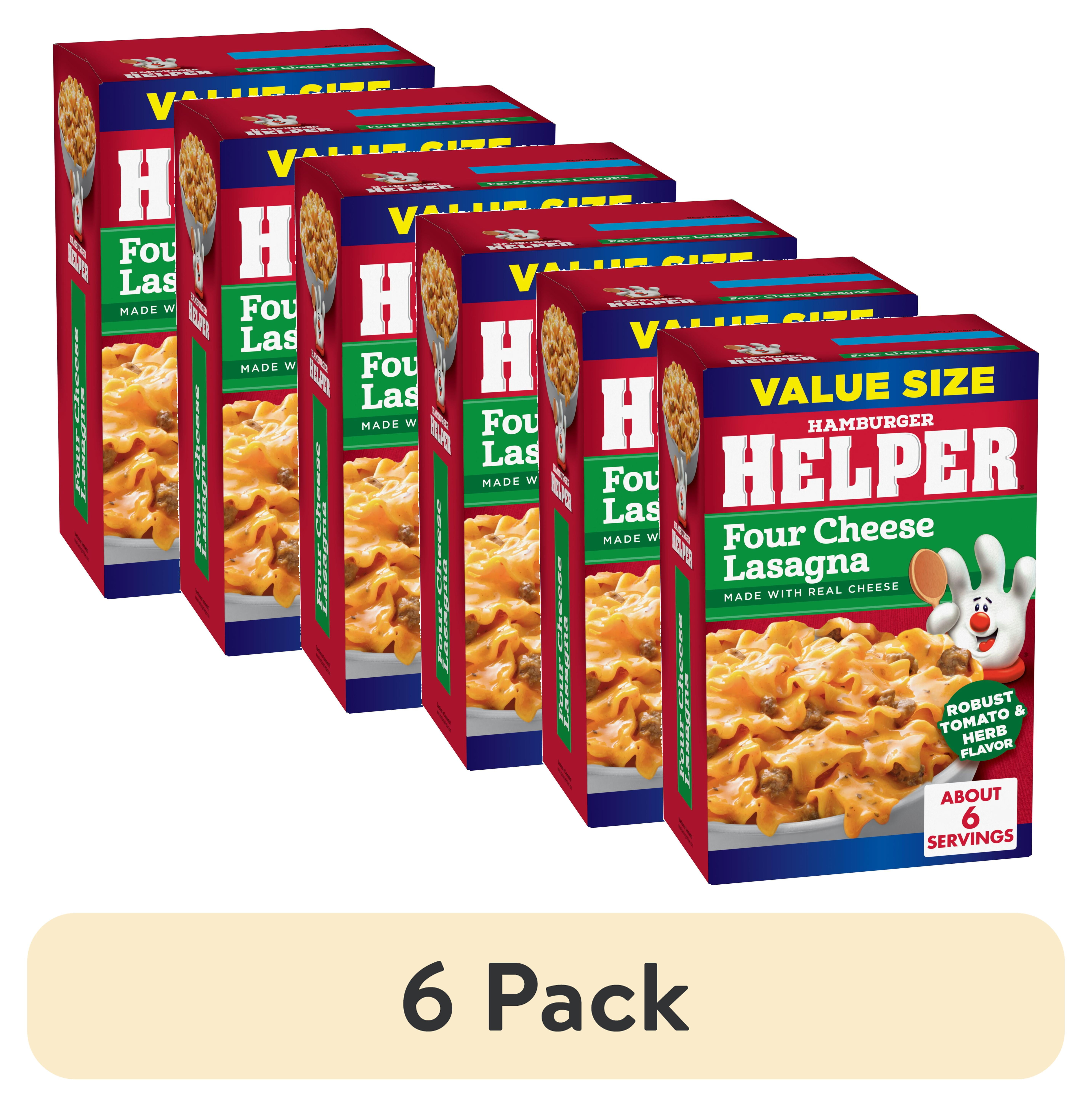 (6 pack) Hamburger Helper Pasta Four Cheese Lasagna Value Size, 8.8 Ounces Box.