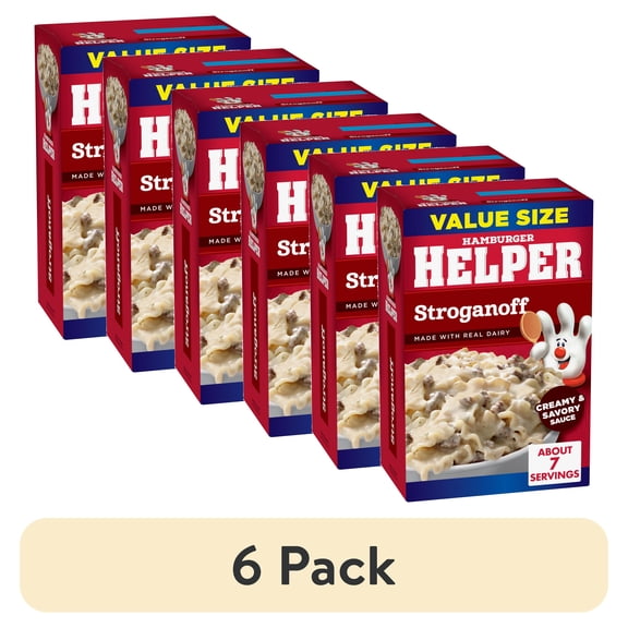 (6 pack) Hamburger Helper Pasta Stroganoff, 10.2 oz Value Size Box