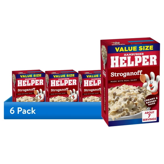 (6 pack) Hamburger Helper Pasta Stroganoff, 10.2 oz Value Size Box