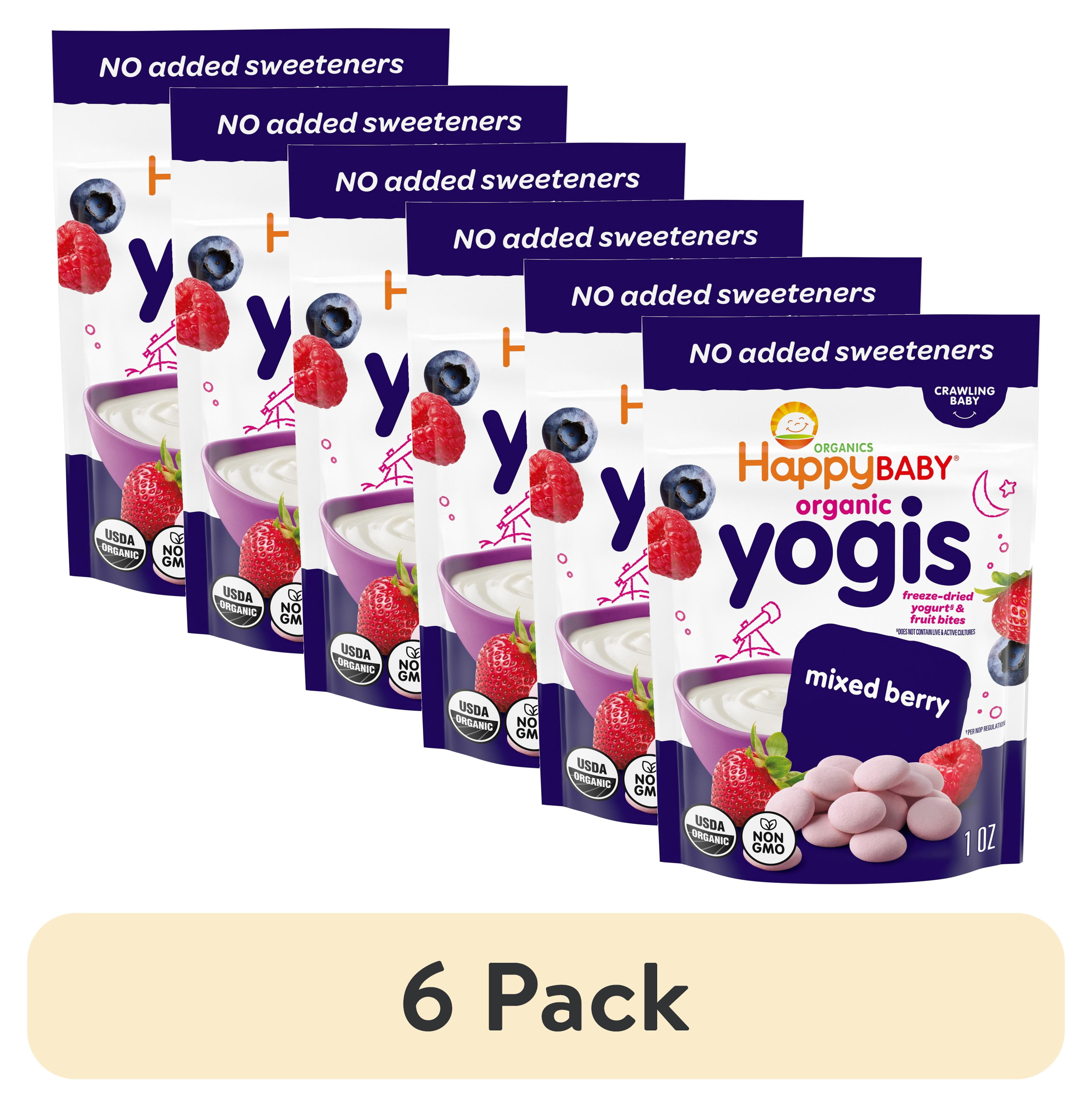 6 pack) Happy Baby Organics Yogis Mixed Berry Freeze-Dried Yogurt