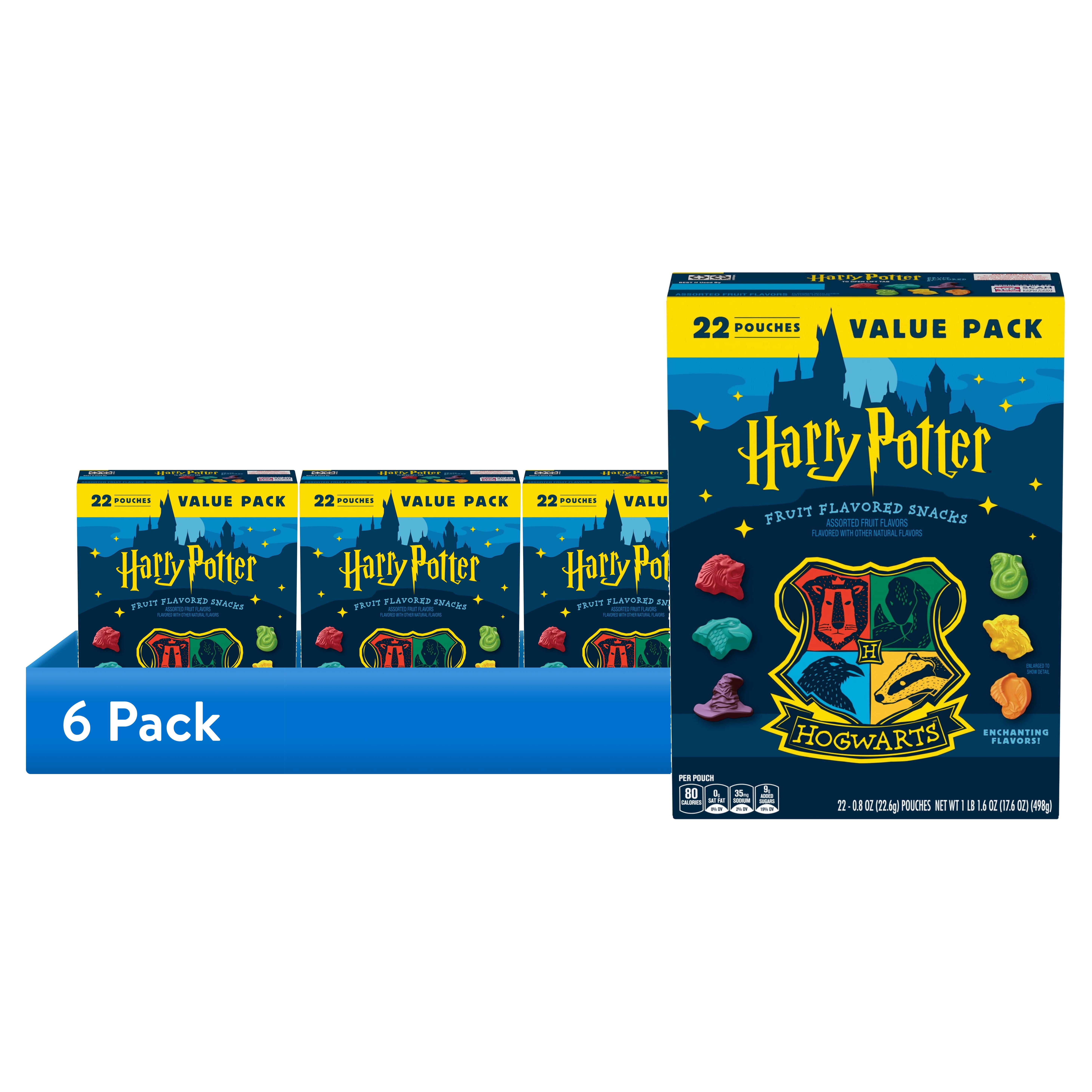 (6 pack) Harry Potter Fruit Flavored Snacks, Gluten Free, Value Pack, 17.6 oz, 22 Pouches