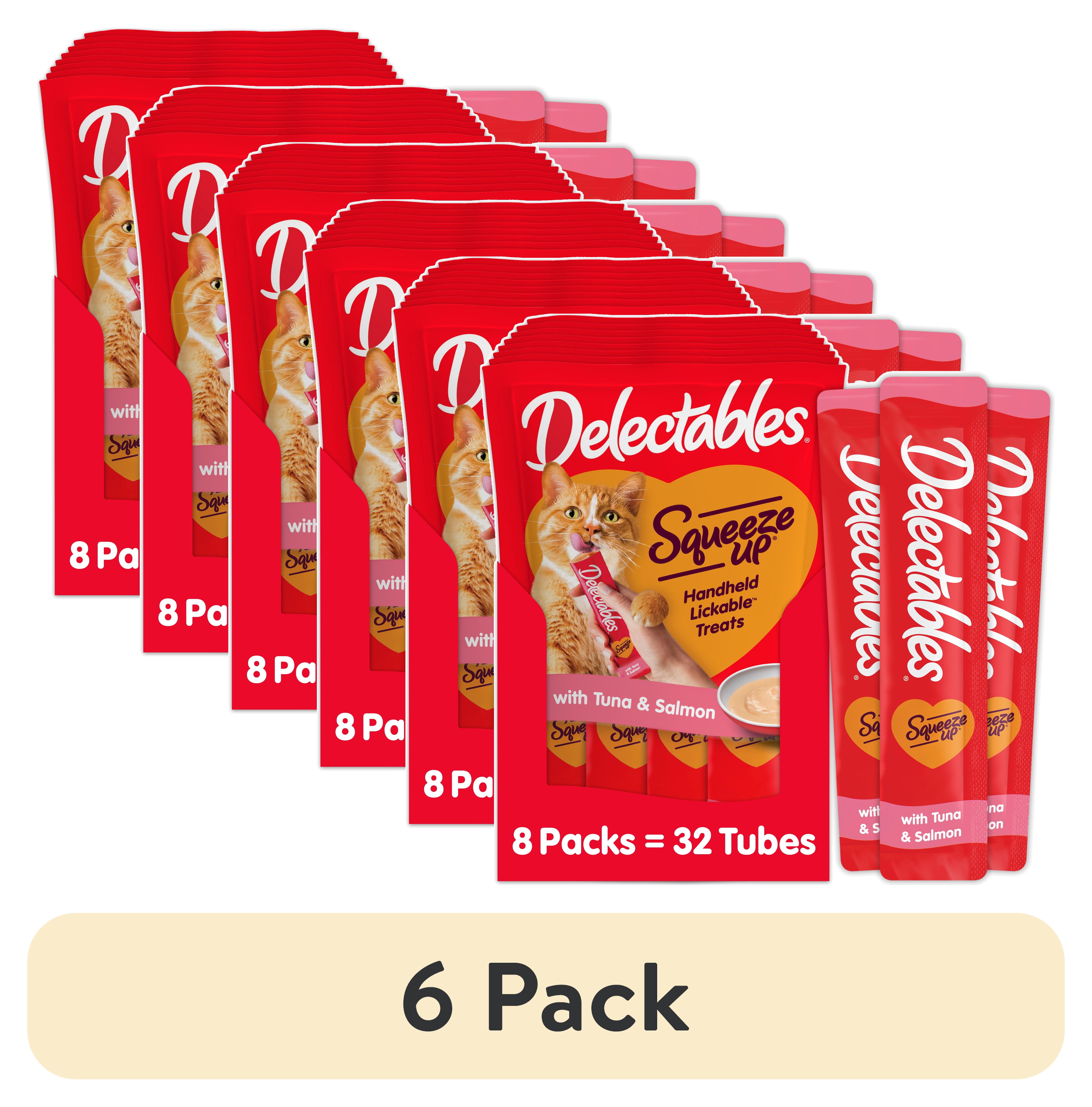(6 pack) Hartz Delectables Squeeze Up Tuna & Salmon Interactive Lickable Wet Cat Treat, 0.5oz Tube (32 Count)