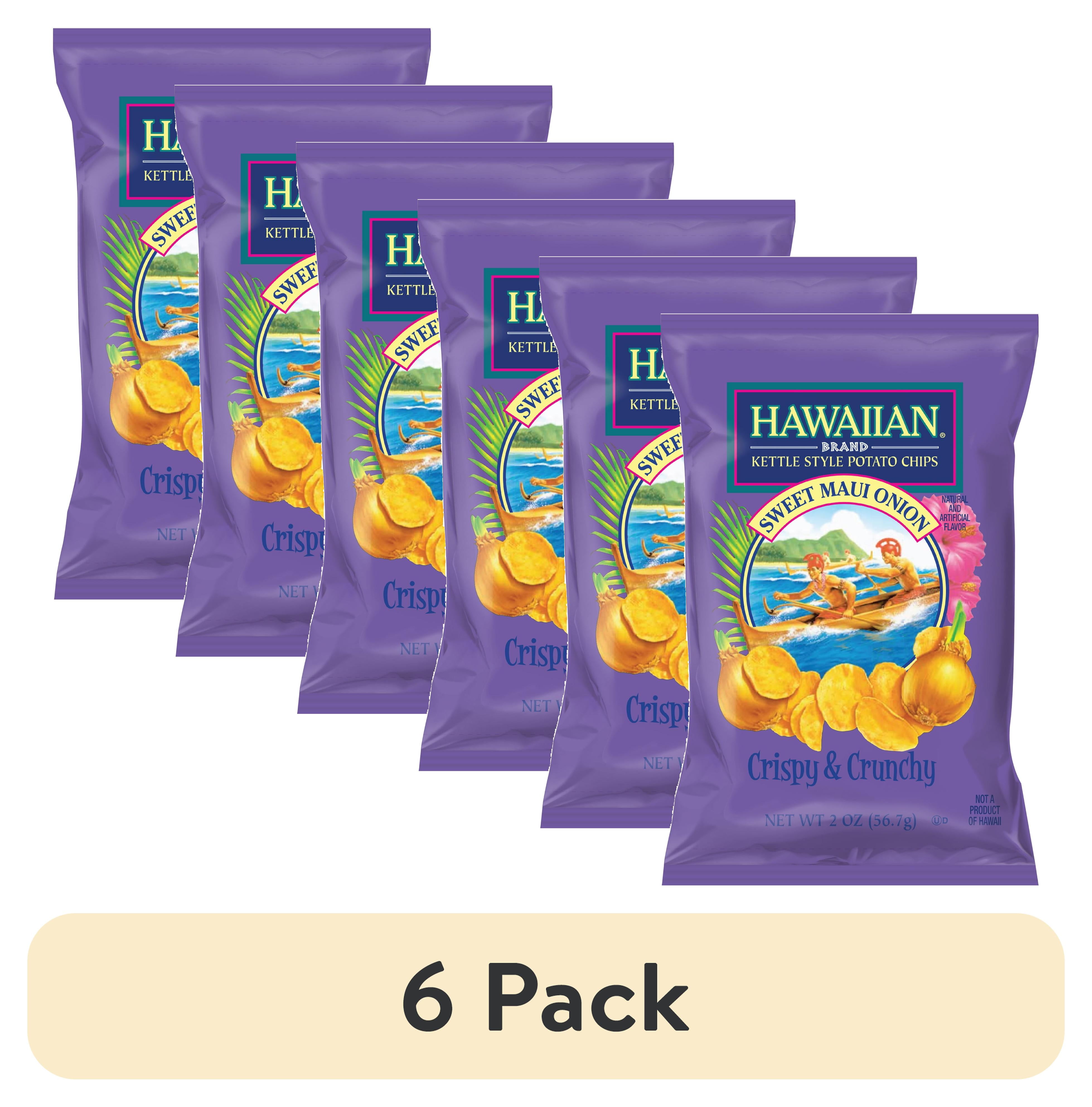 (6 pack) Hawaiian Brand Sweet Maui Onion Kettle Style Potato Chips, 2 oz Bag