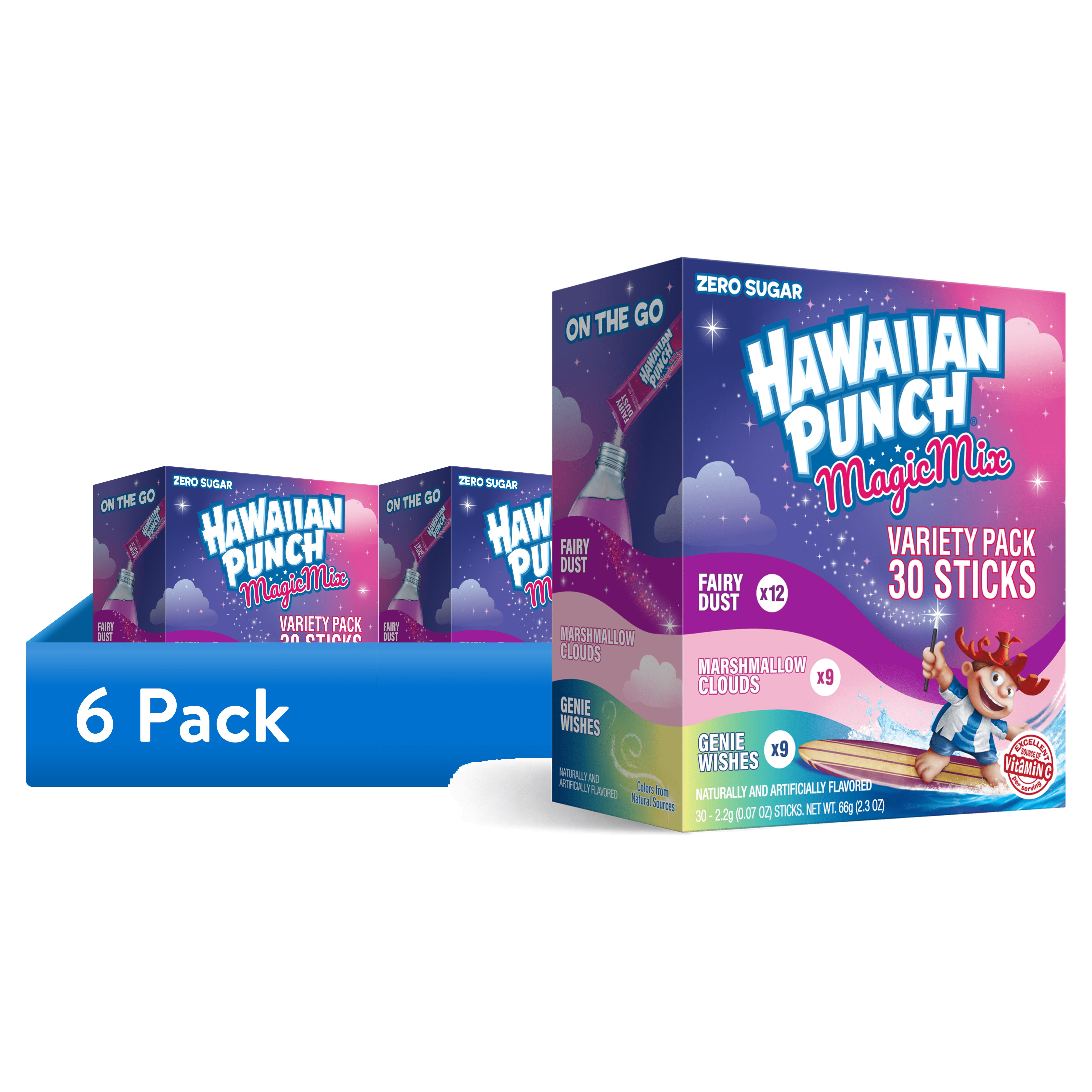 (6 pack) Hawaiian Punch Magic Powder Drink Mix Variety Pack, Fairy Dust, Marshmallow Clouds & Genie Wishes, 30 Sticks