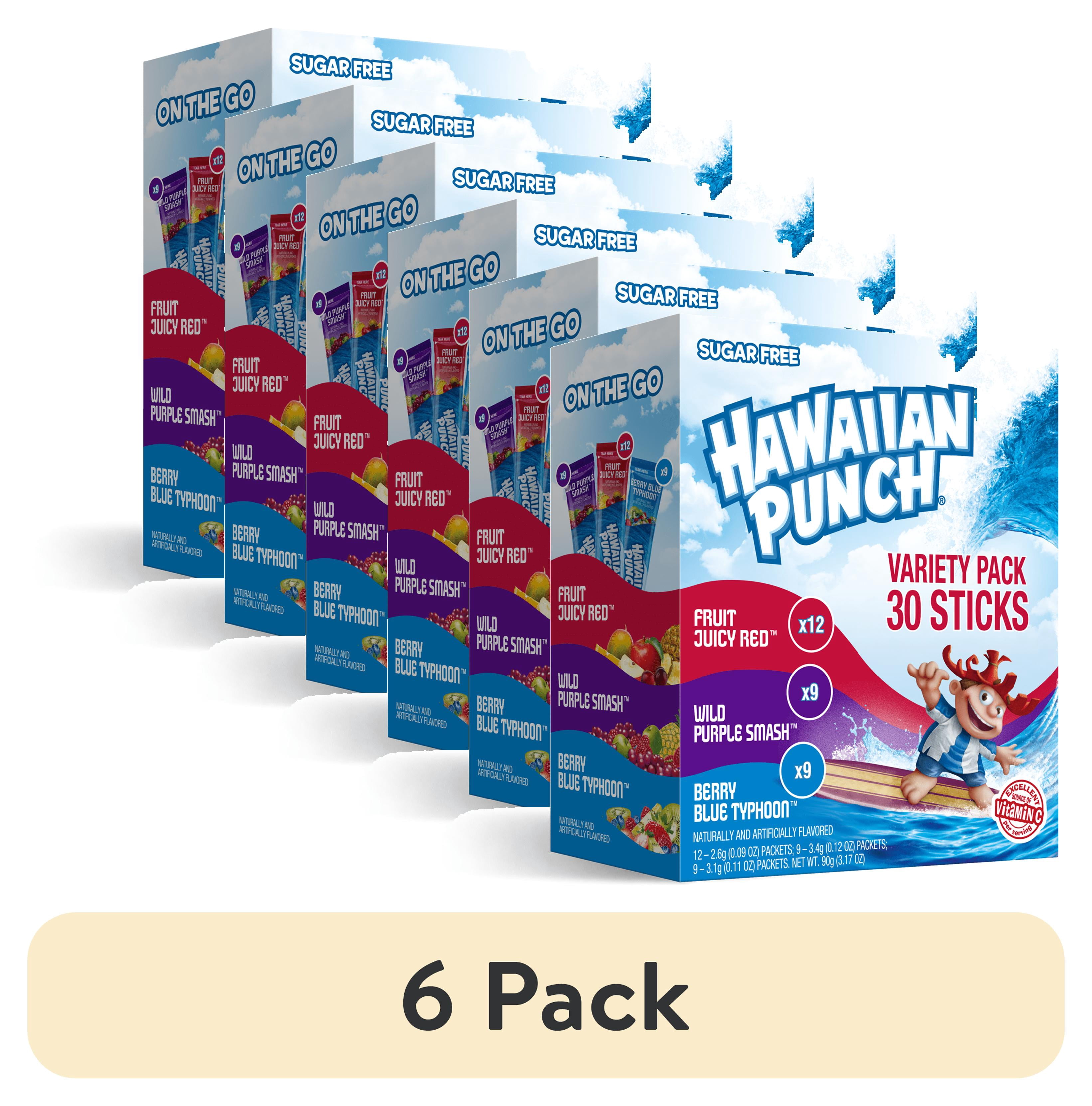 (6 pack) Hawaiian Punch Powder Drink Mix Variety Pack, Red, Blue, & Purple, Sugar-Free, 30 Count