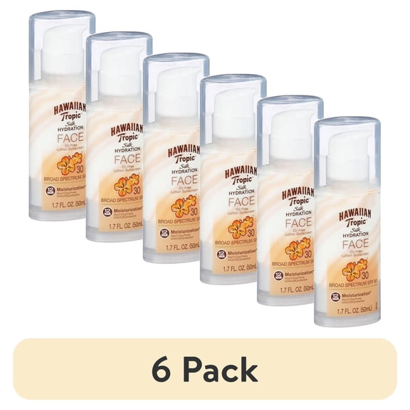 (6 pack) Hawaiian Tropic Silk Hydration Weightless Face Sunscreen SPF 30, 1.7 oz