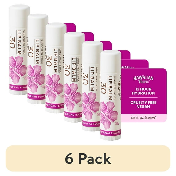 (6 pack) Hawaiian Tropic Tropical Lip Balm SPF 30, 0.14oz