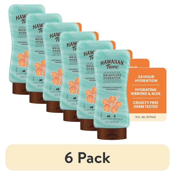 (6 pack) Hawaiian Tropic Weightless Hydration after Sun Lotion for Adults, 6 fl oz