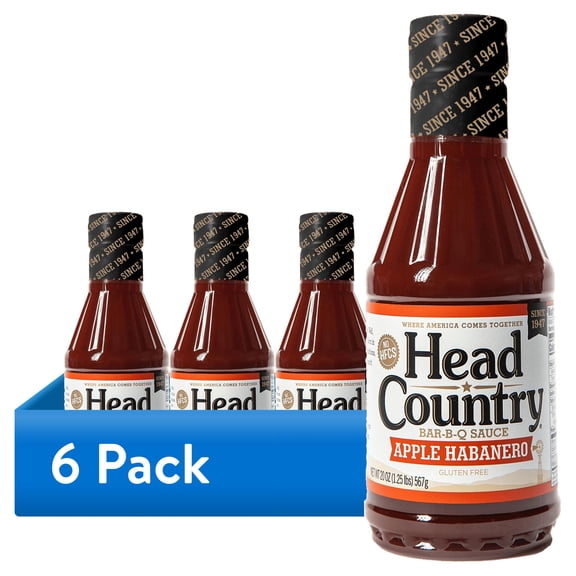 (6 pack) Head Country Apple Habanero BBQ Sauce, 20 oz