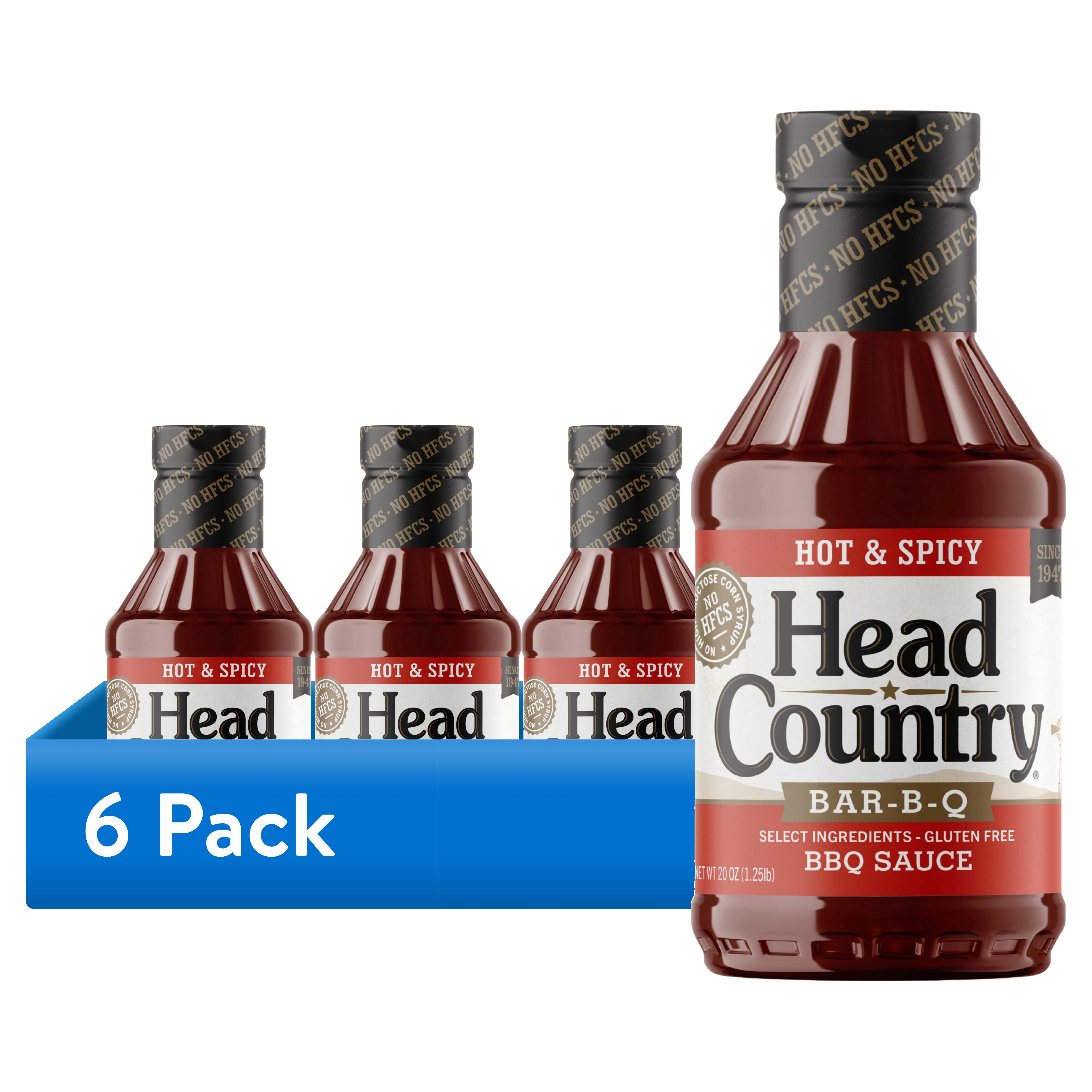 (6 pack) Head Country Hot & Spicy BBQ Sauce, 20 oz