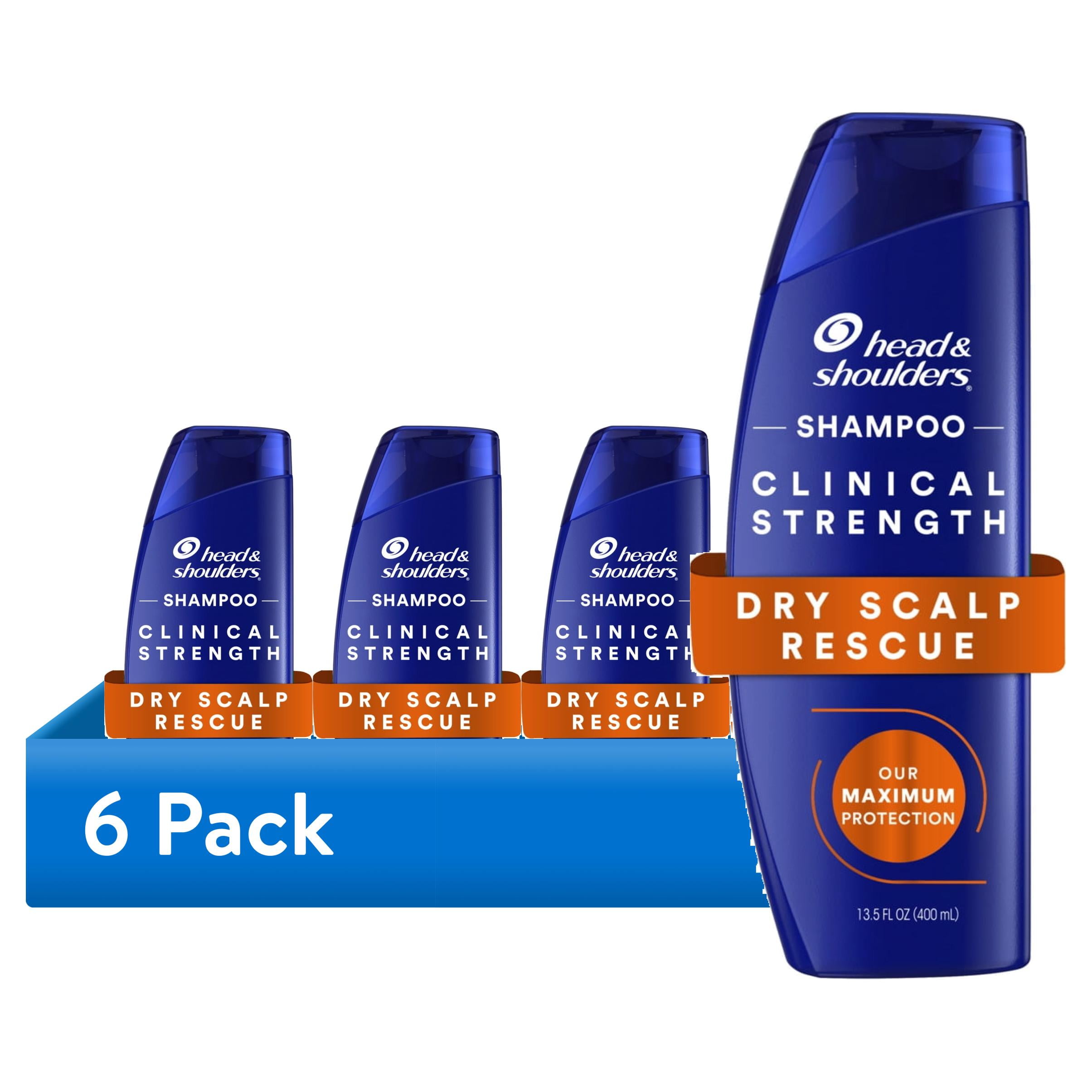 (6 pack) Head and Shoulders Clinical Strength Dandruff Shampoo, Dry Scalp Rescue, 13.5 fl oz