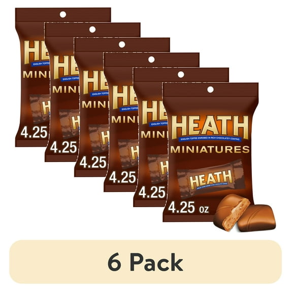 (6 pack) Heath Miniatures Chocolatey English Toffee Candy, Bag 4.5 oz