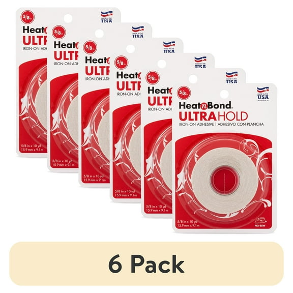(6 pack) HeatnBond UltraHold Iron-on Clear Adhesive for Fabrics 5/8 inch x 10 yard Roll